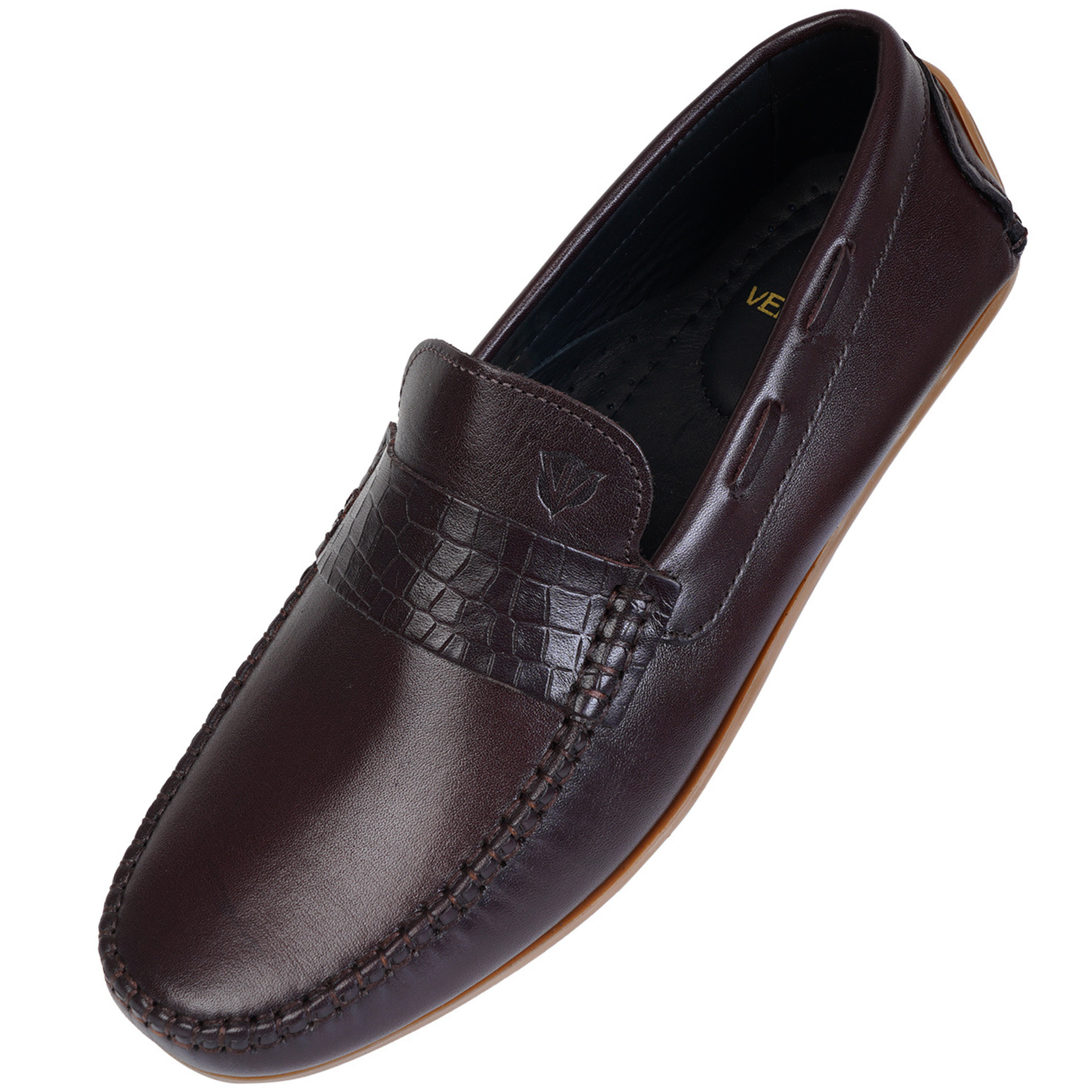 VELVORY Rich Cocoa Brown Penny Men's Genuine Leather Loafers