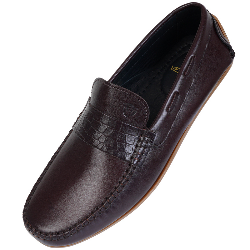 VELVORY Rich Cocoa Brown Penny Men's Genuine Leather Loafers