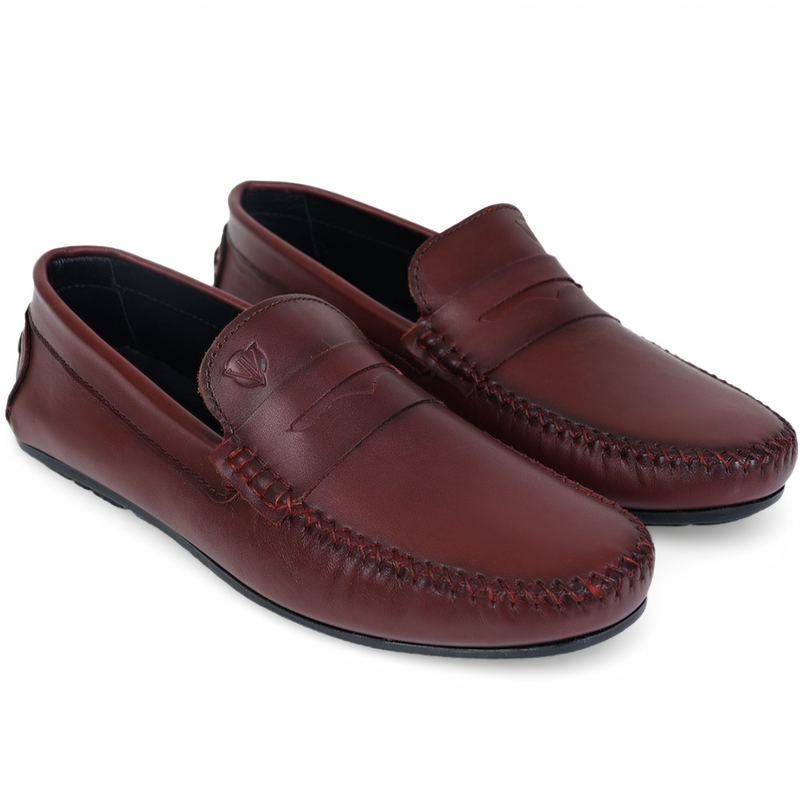 Burgundy Penny Men's Genuine Leather Loafers