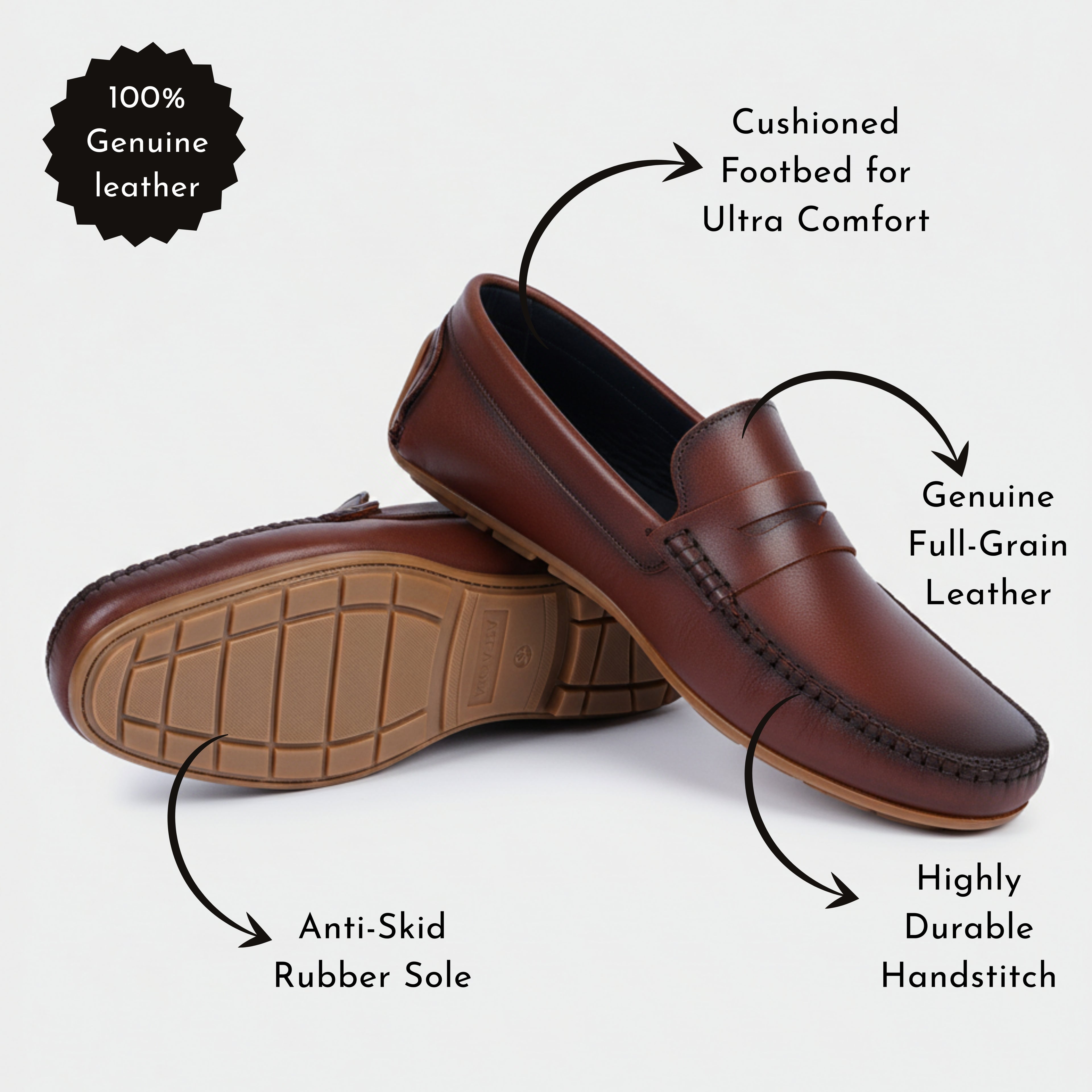 VELVORY Elegant Penny Men's Genuine Leather Loafers