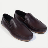 VELVORY Rich Cocoa Brown Penny Men's Genuine Leather Loafers