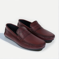 Burgundy Penny Men's Genuine Leather Loafers