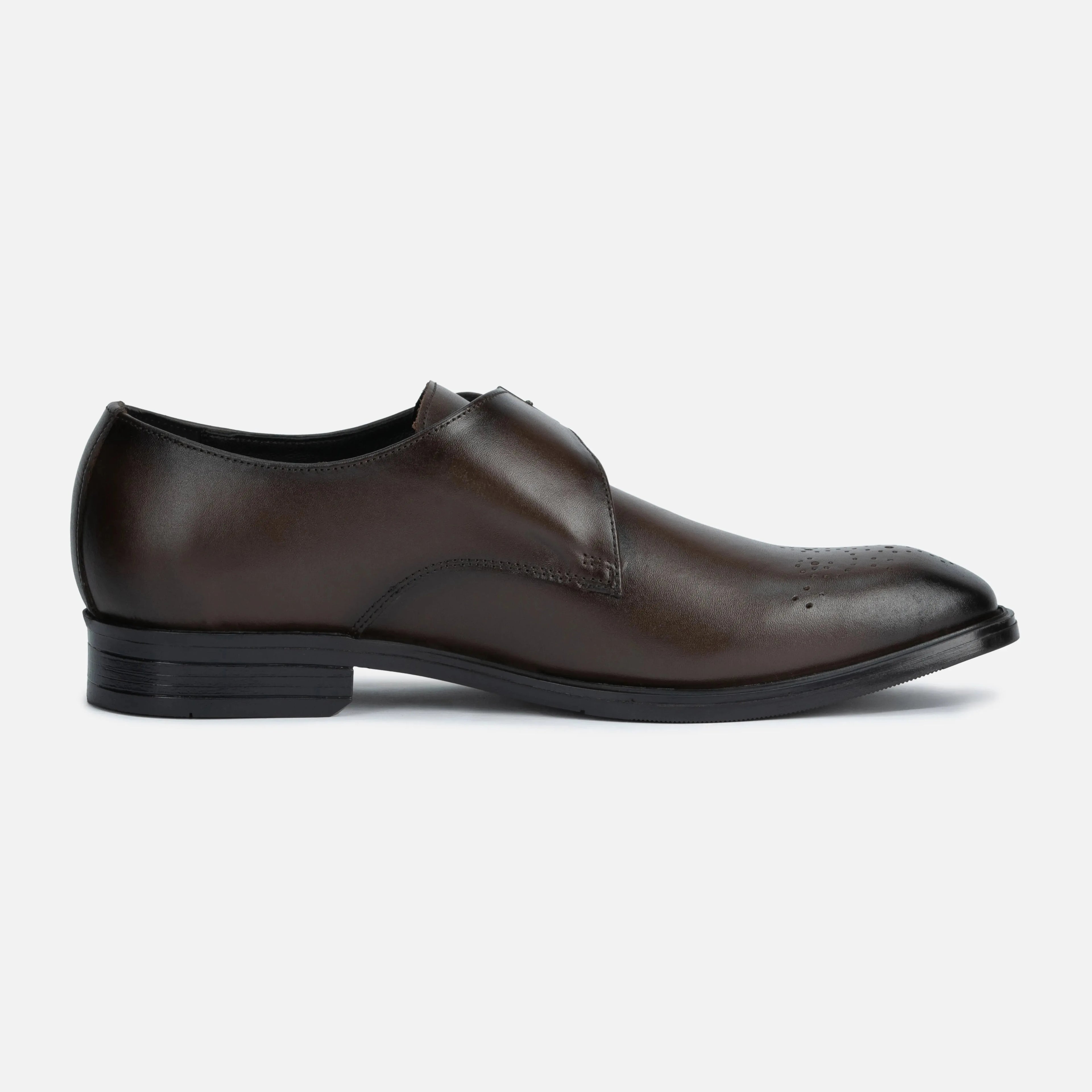 Earl: Single Monk oxford side view – VELVORY premium leather men's footwear