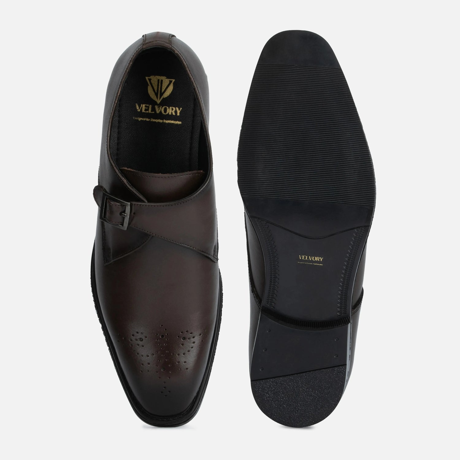Earl: Single Monk oxford stitching detail – VELVORY handcrafted men's leather shoes