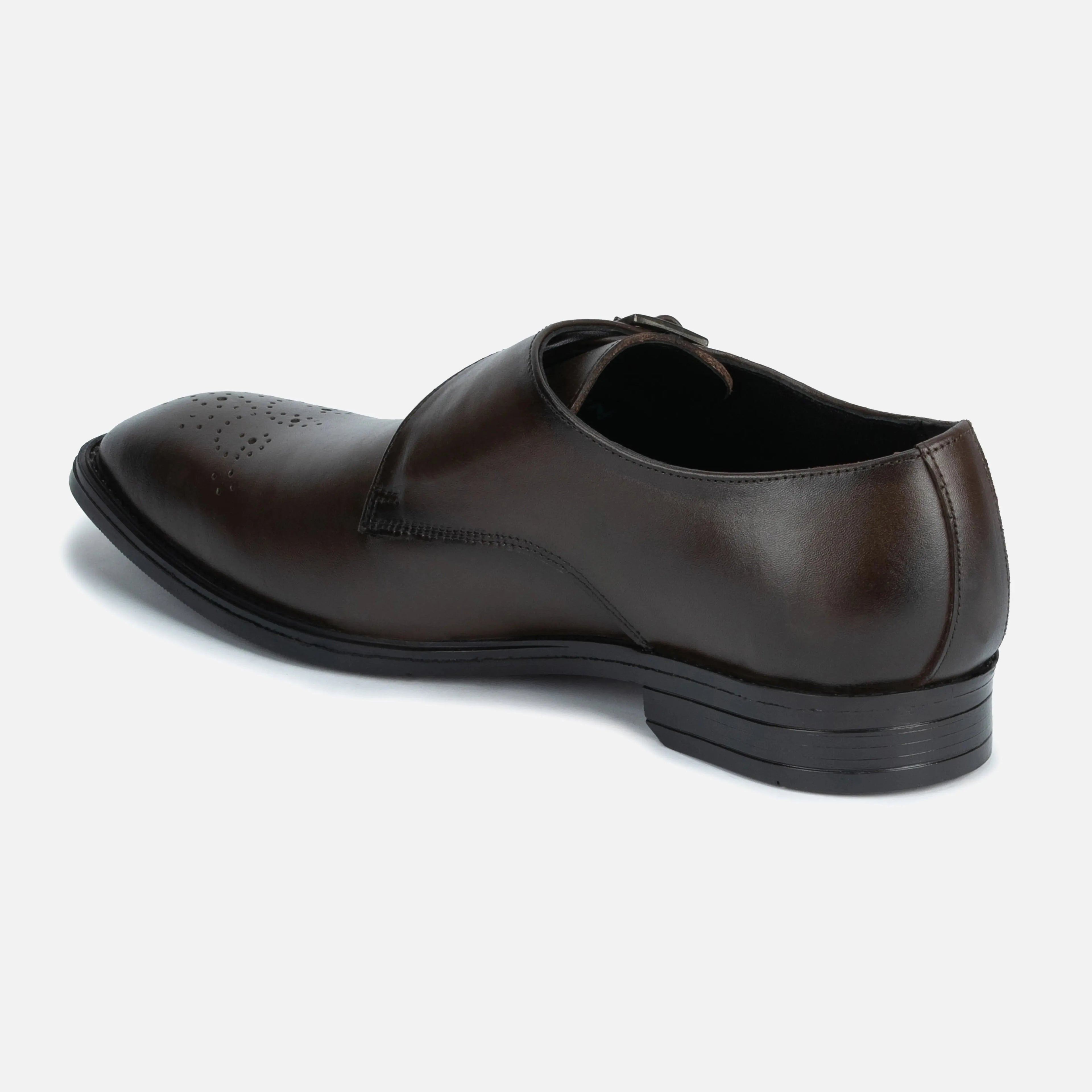 Earl: Single Monk oxford rear view – VELVORY leather men's oxford boots India