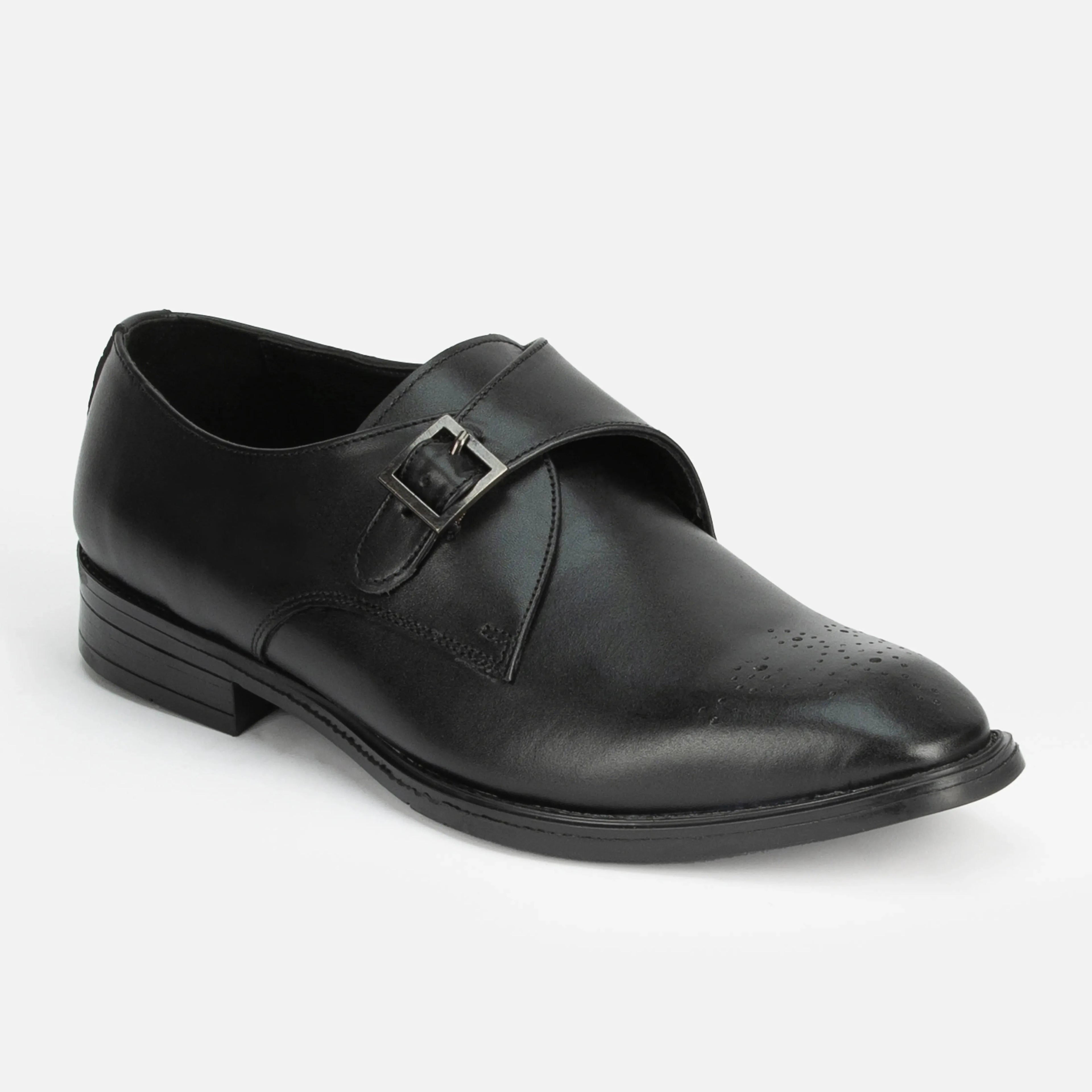 Earl: Single Monk oxford front view – VELVORY premium men's leather shoes India