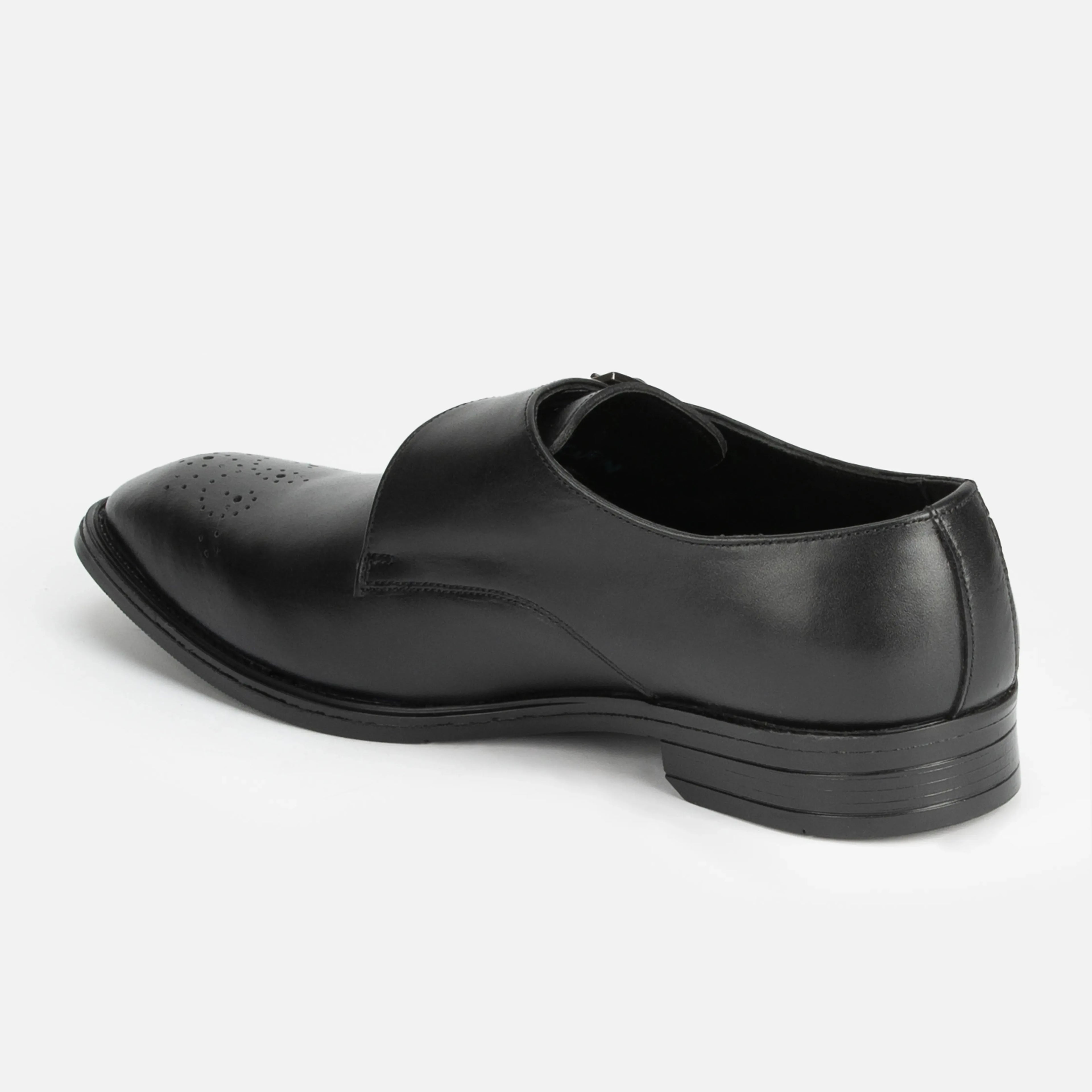 Earl: Single Monk oxford rear view – VELVORY leather men's oxford boots India