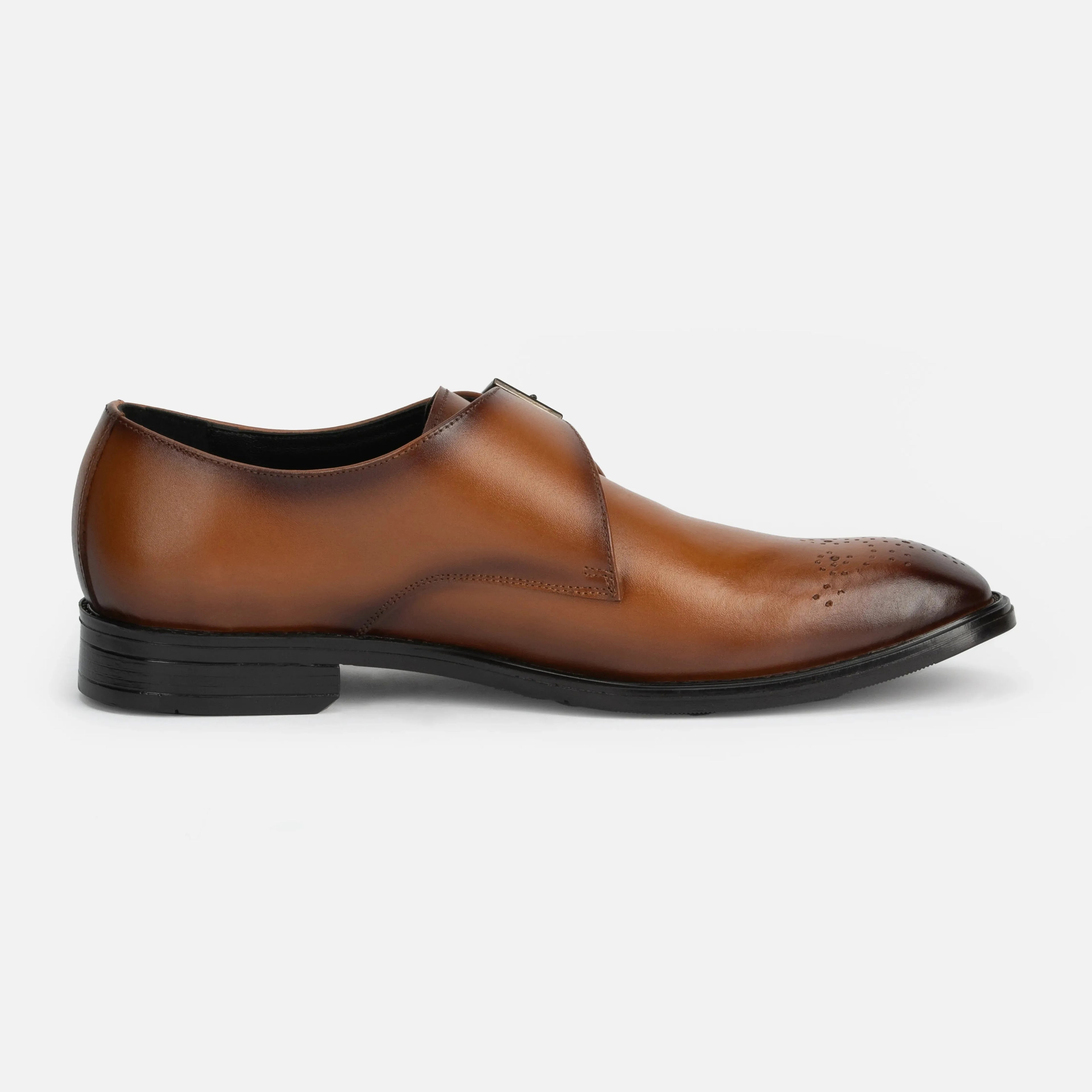 Earl: Single Monk oxford side view – VELVORY premium leather men's footwear