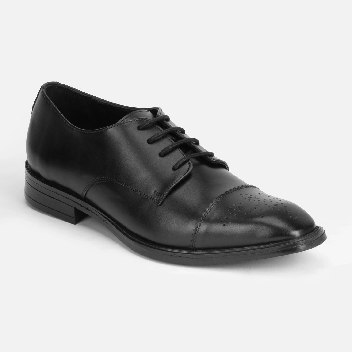 Chamberlain: Cap Toe Derby oxford front view – VELVORY premium men's leather shoes India