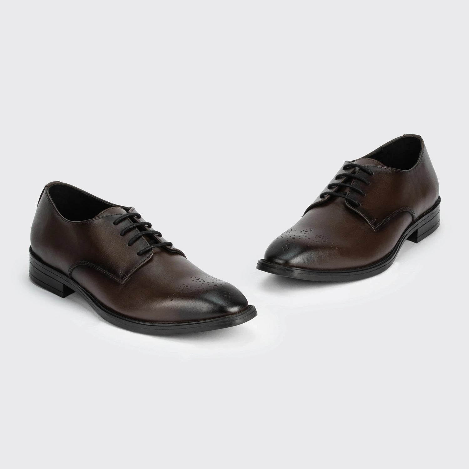 Baron: Derby oxford front view – VELVORY premium men's leather shoes India
