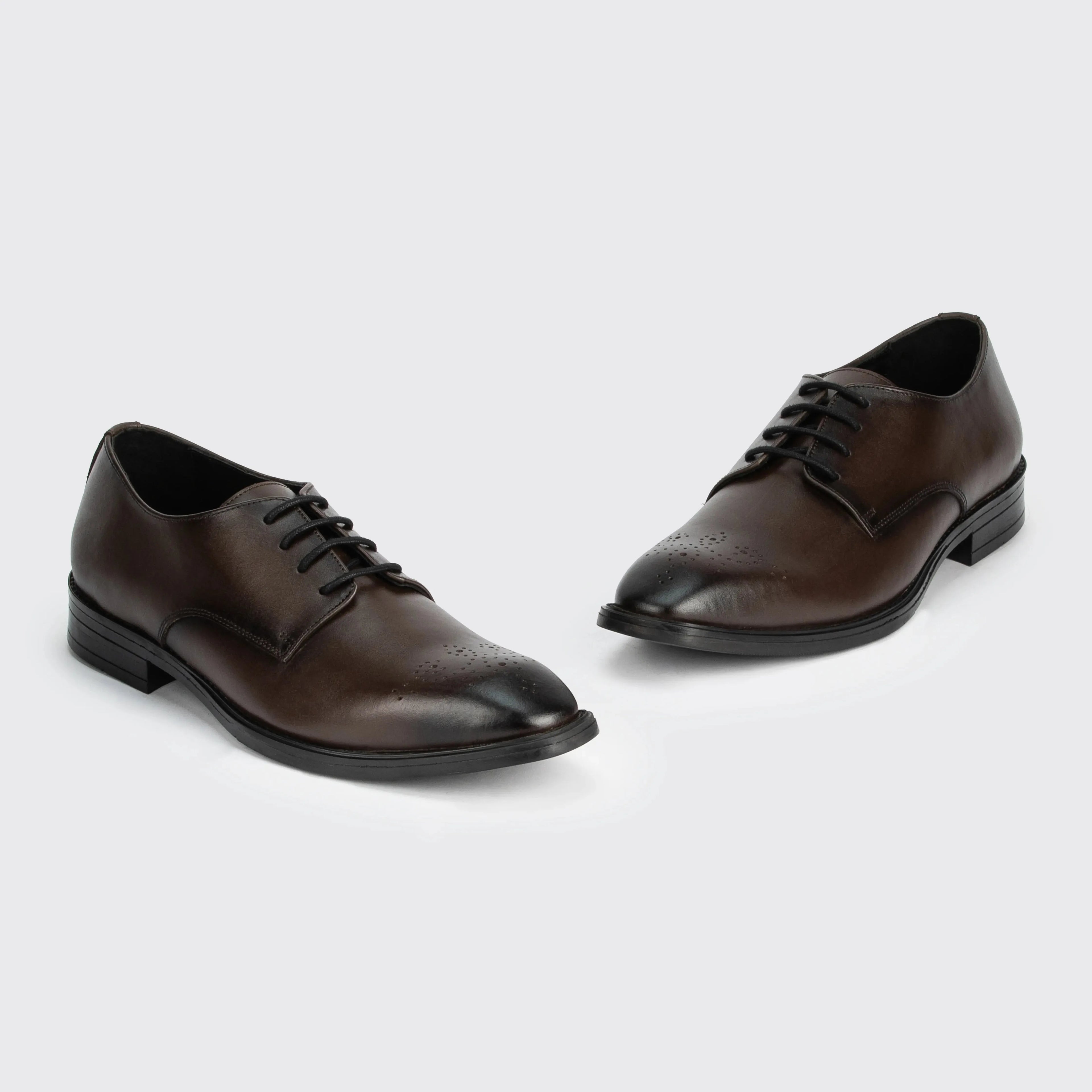 Baron: Derby oxford front view – VELVORY premium men's leather shoes India