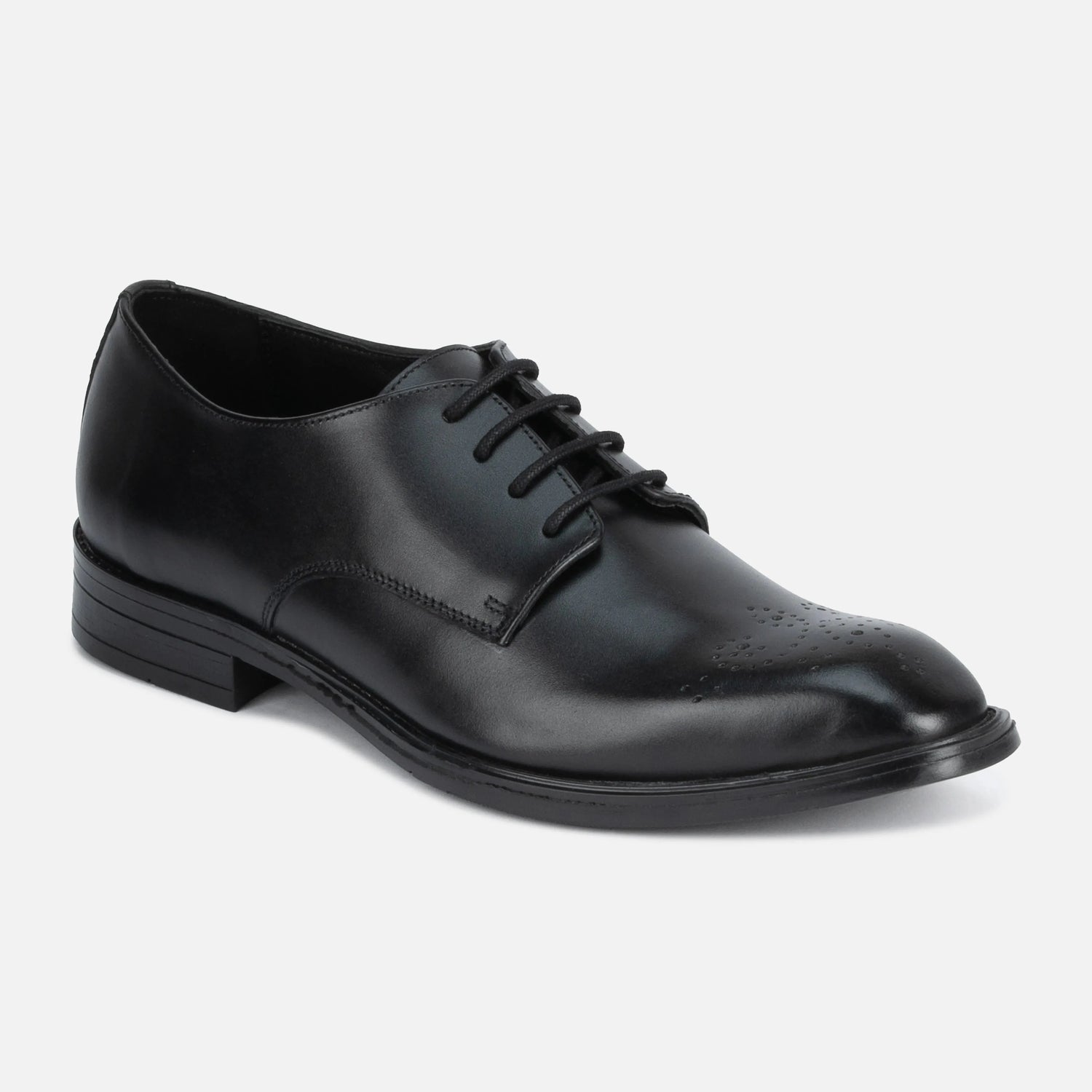 Baron: Derby oxford front view – VELVORY premium men's leather shoes India