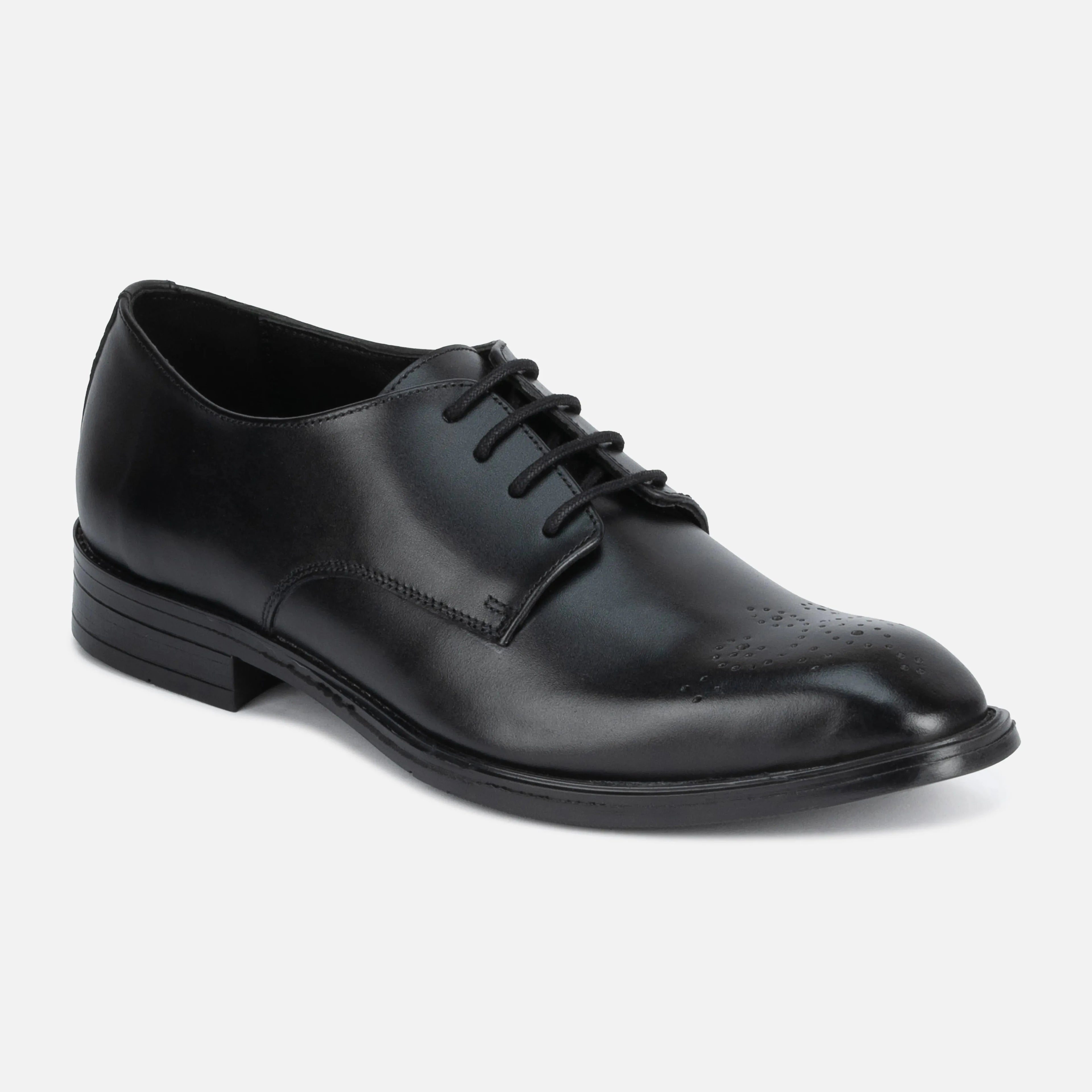 Baron: Derby oxford front view – VELVORY premium men's leather shoes India