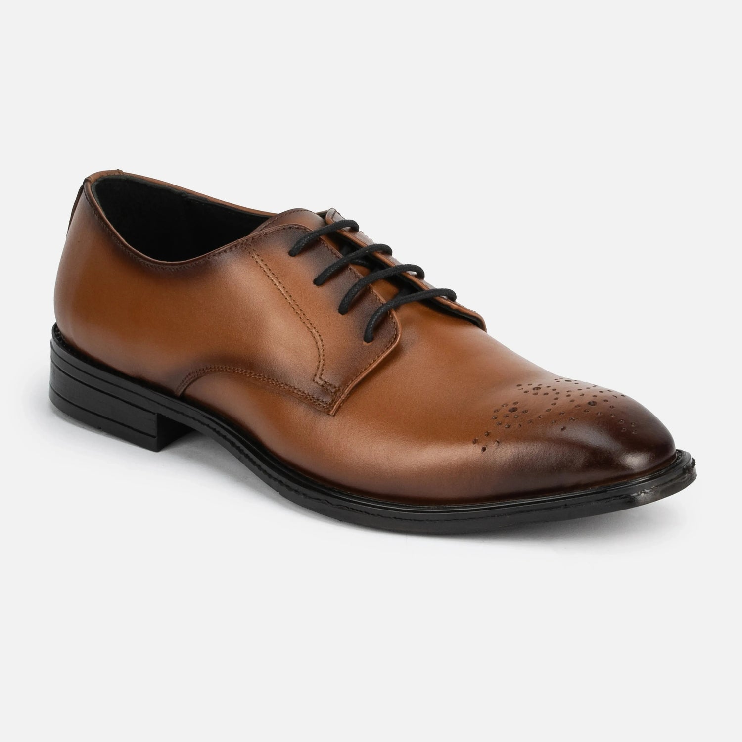 Baron: Derby oxford front view – VELVORY premium men's leather shoes India