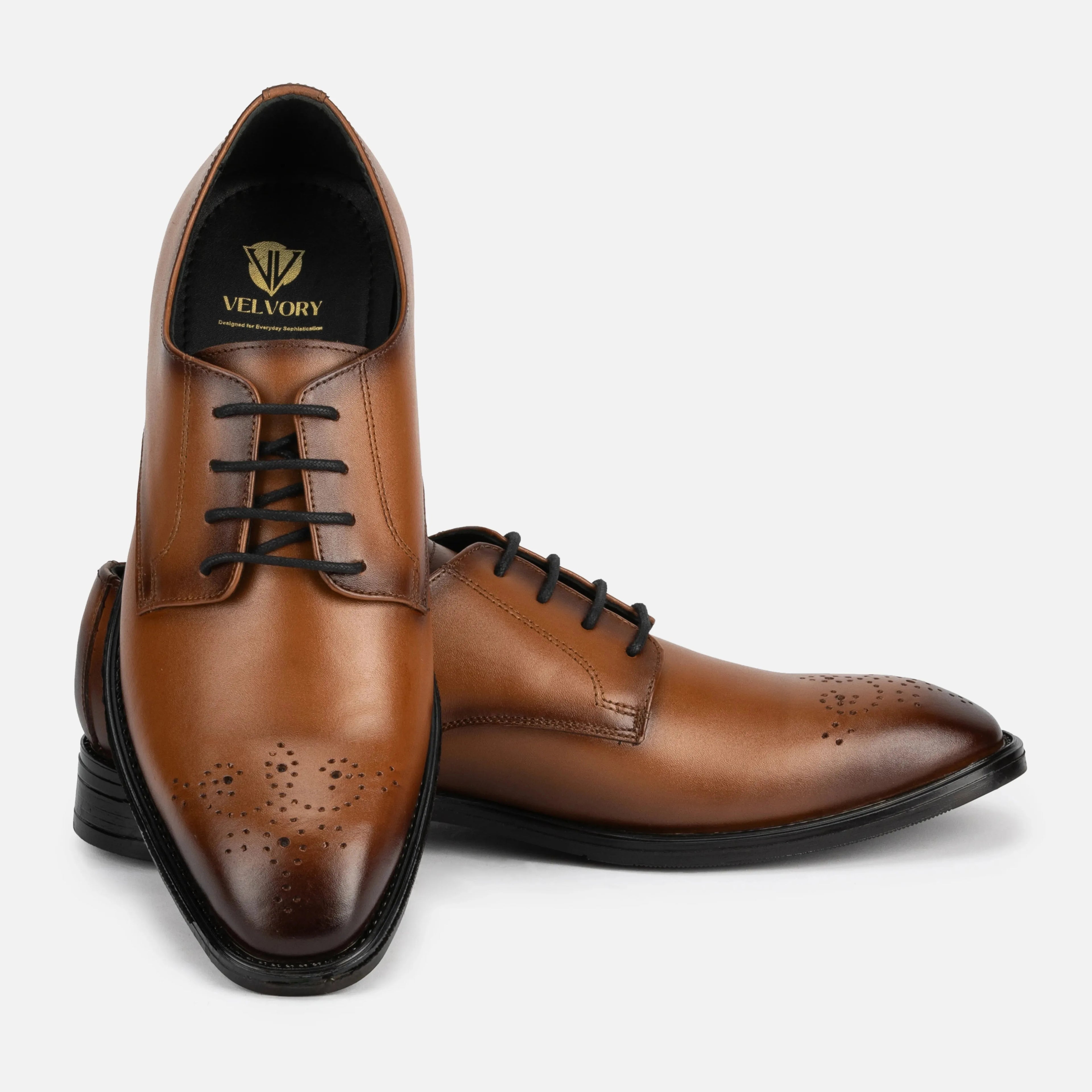 Baron: Derby oxford stitching detail – VELVORY handcrafted men's leather shoes