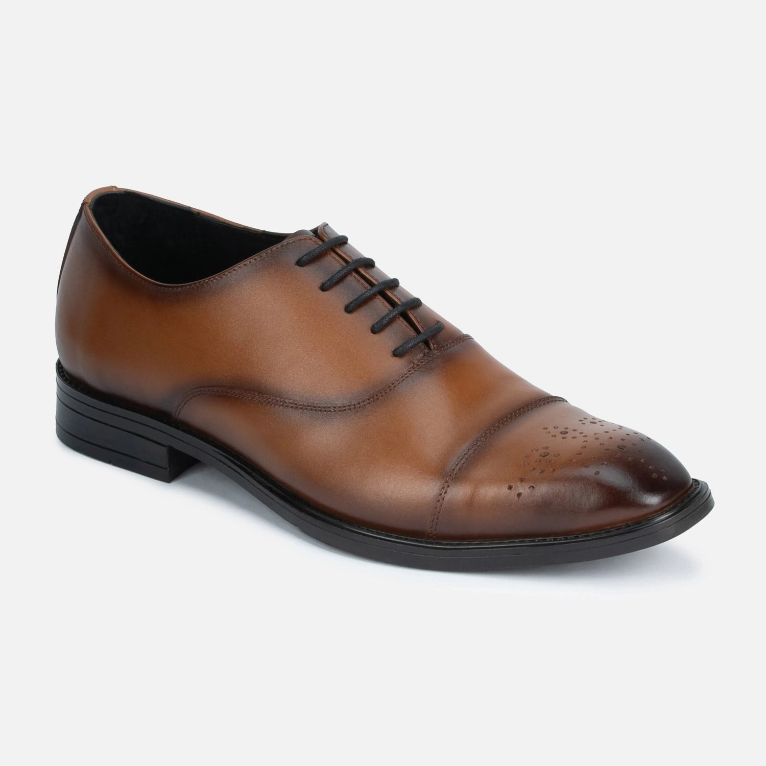 Sovereign: Cap-Toe Oxford oxford front view – VELVORY premium men's leather shoes India