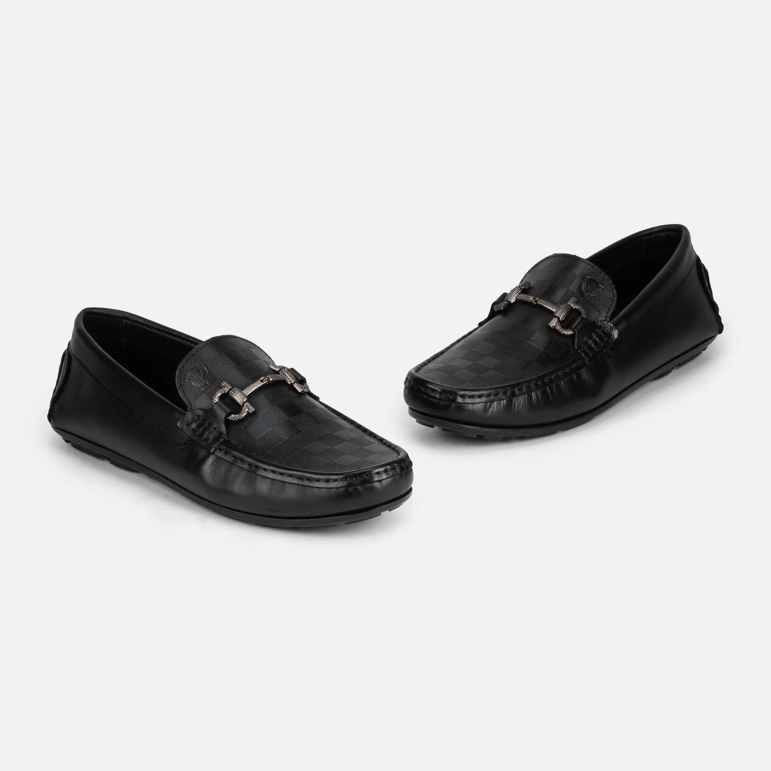 Capri: Checkered Loafer loafer front view – VELVORY premium men's leather shoes India