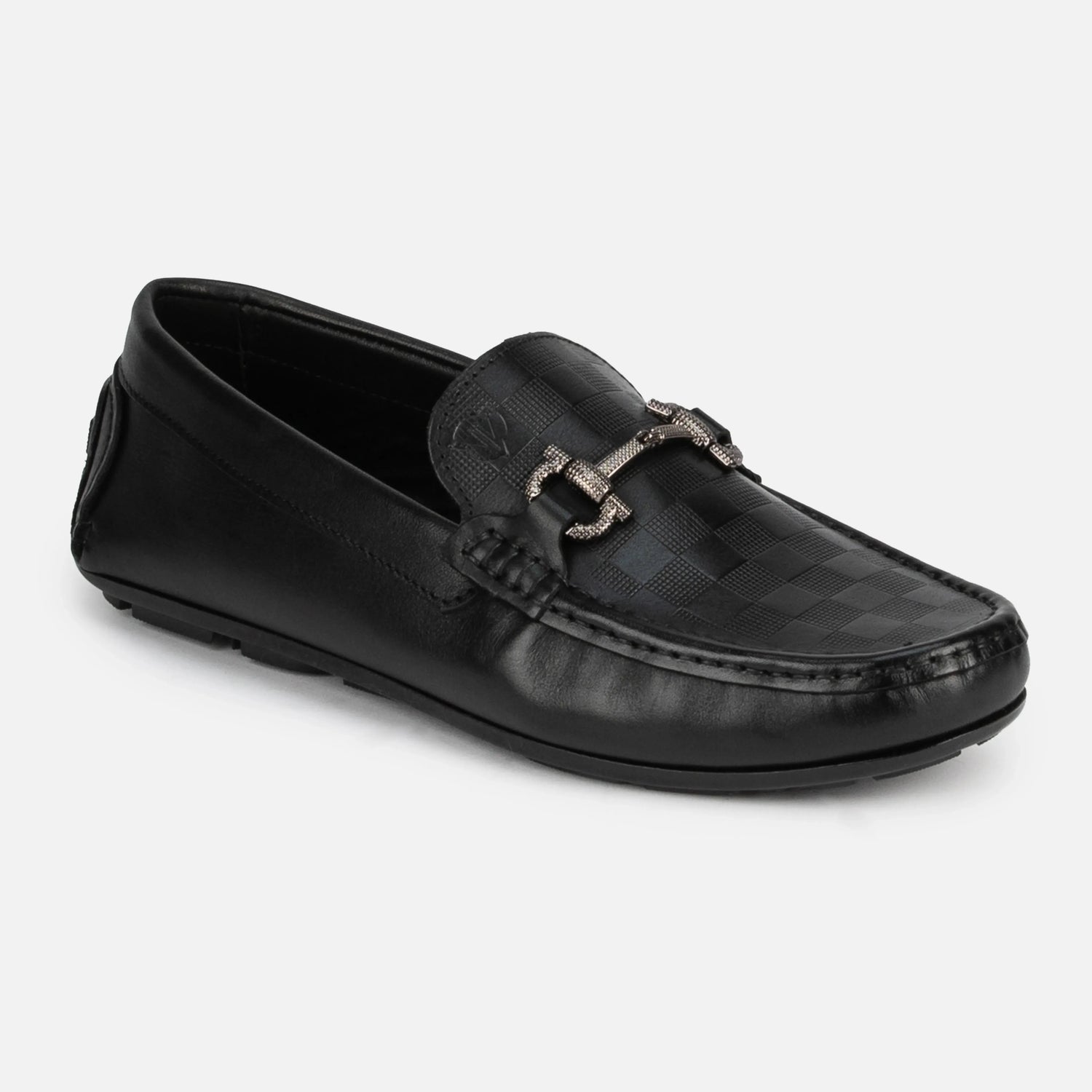 Capri: Checkered Loafer loafer rear view – VELVORY leather men's loafer boots India
