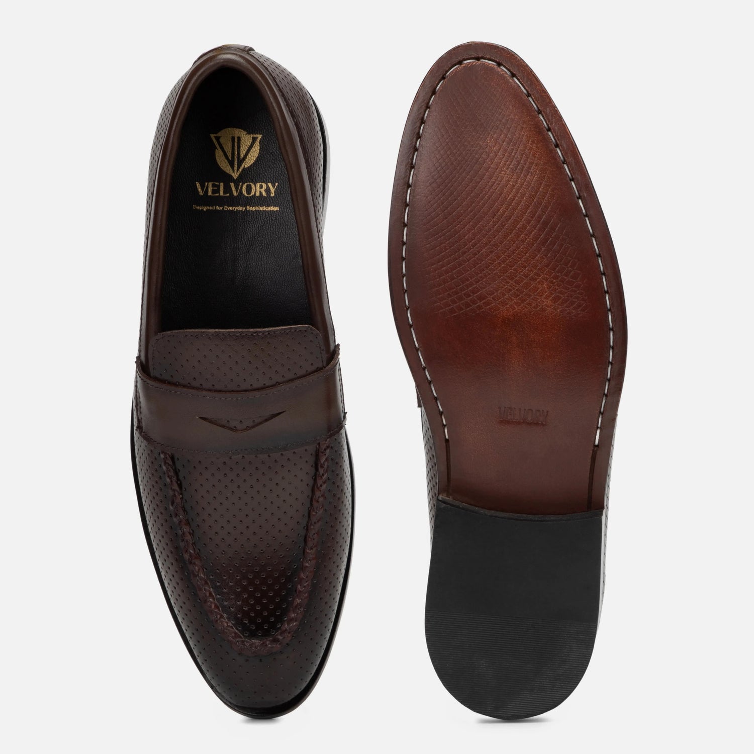 Vivaldi: Dotted Slip-On slip-on stitching detail – VELVORY handcrafted men's leather shoes