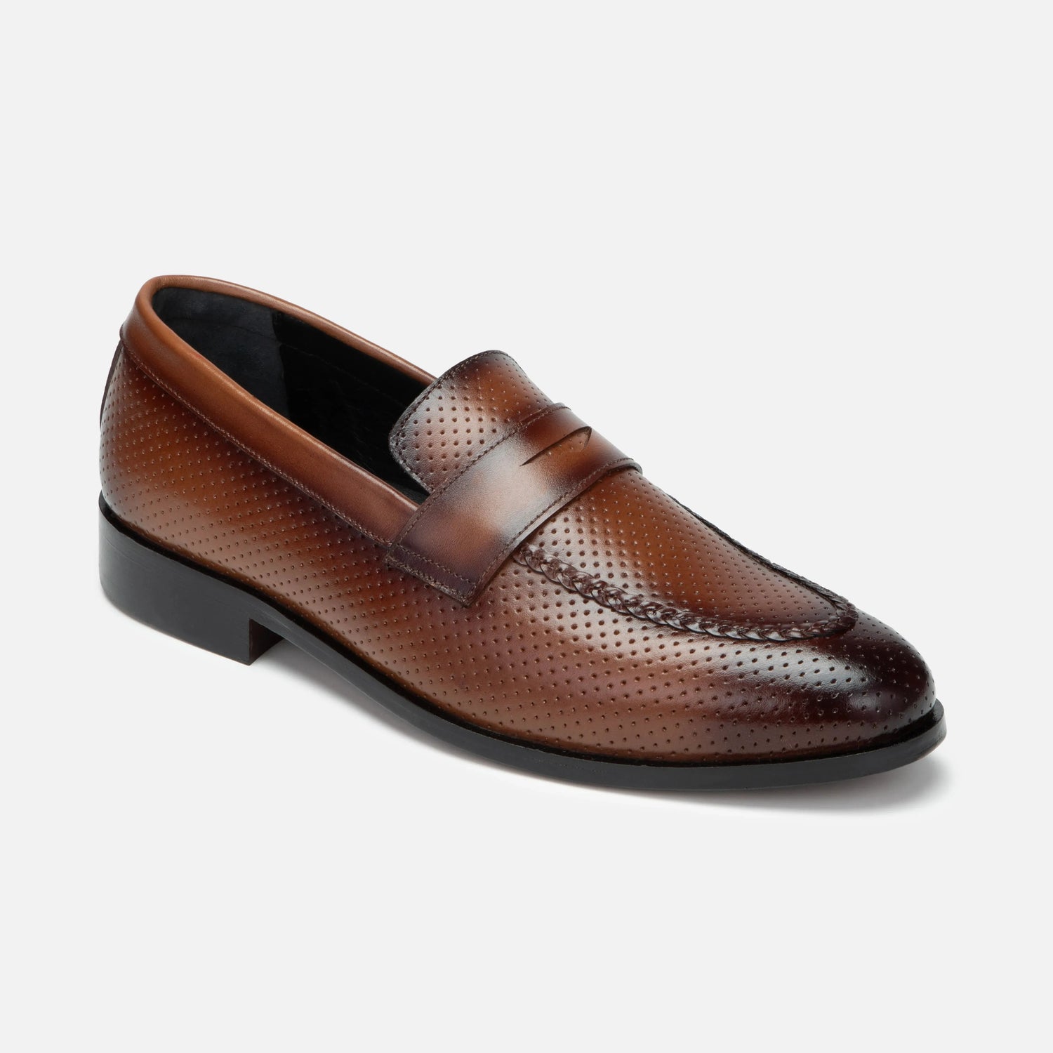 Vivaldi: Dotted Slip-On slip-on front view – VELVORY premium men's leather shoes India