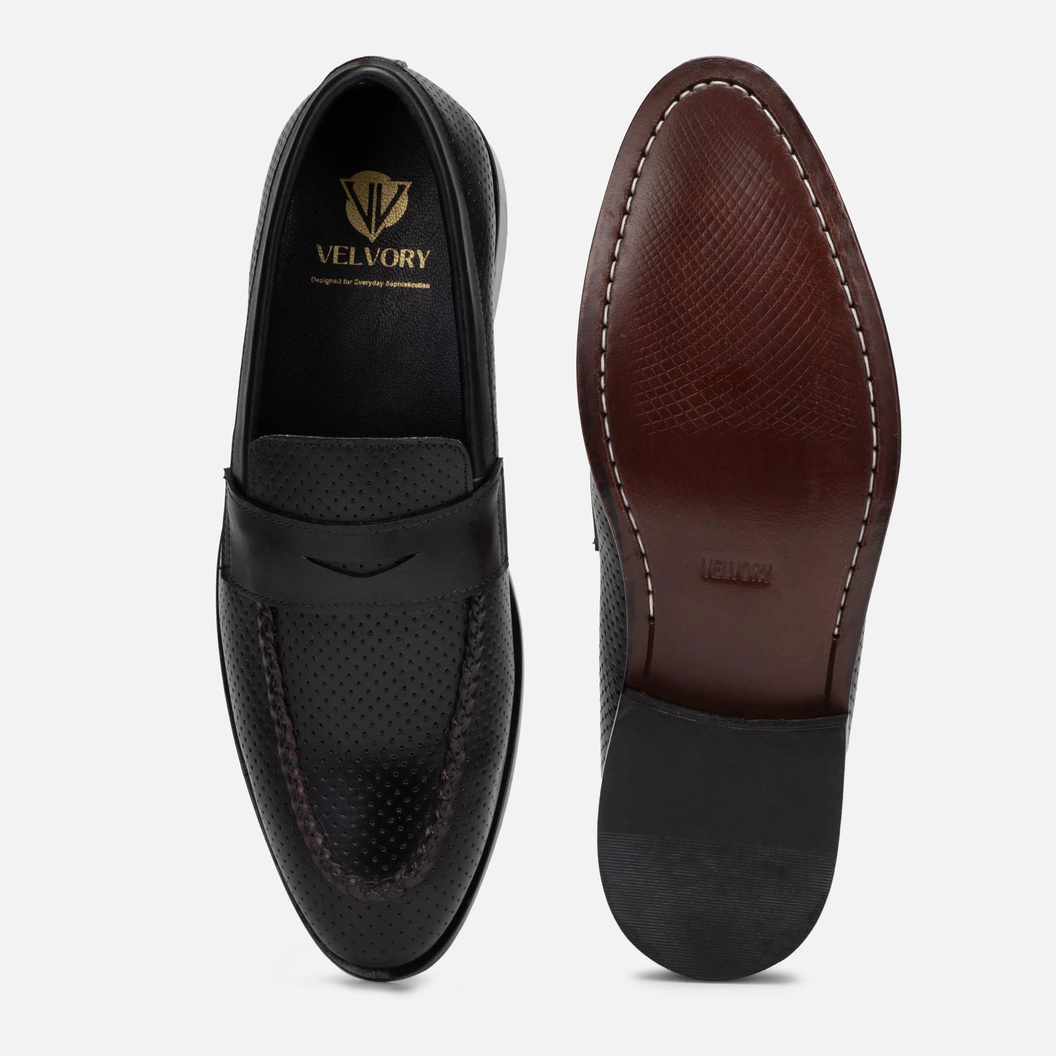 Vivaldi: Dotted Slip-On slip-on stitching detail – VELVORY handcrafted men's leather shoes