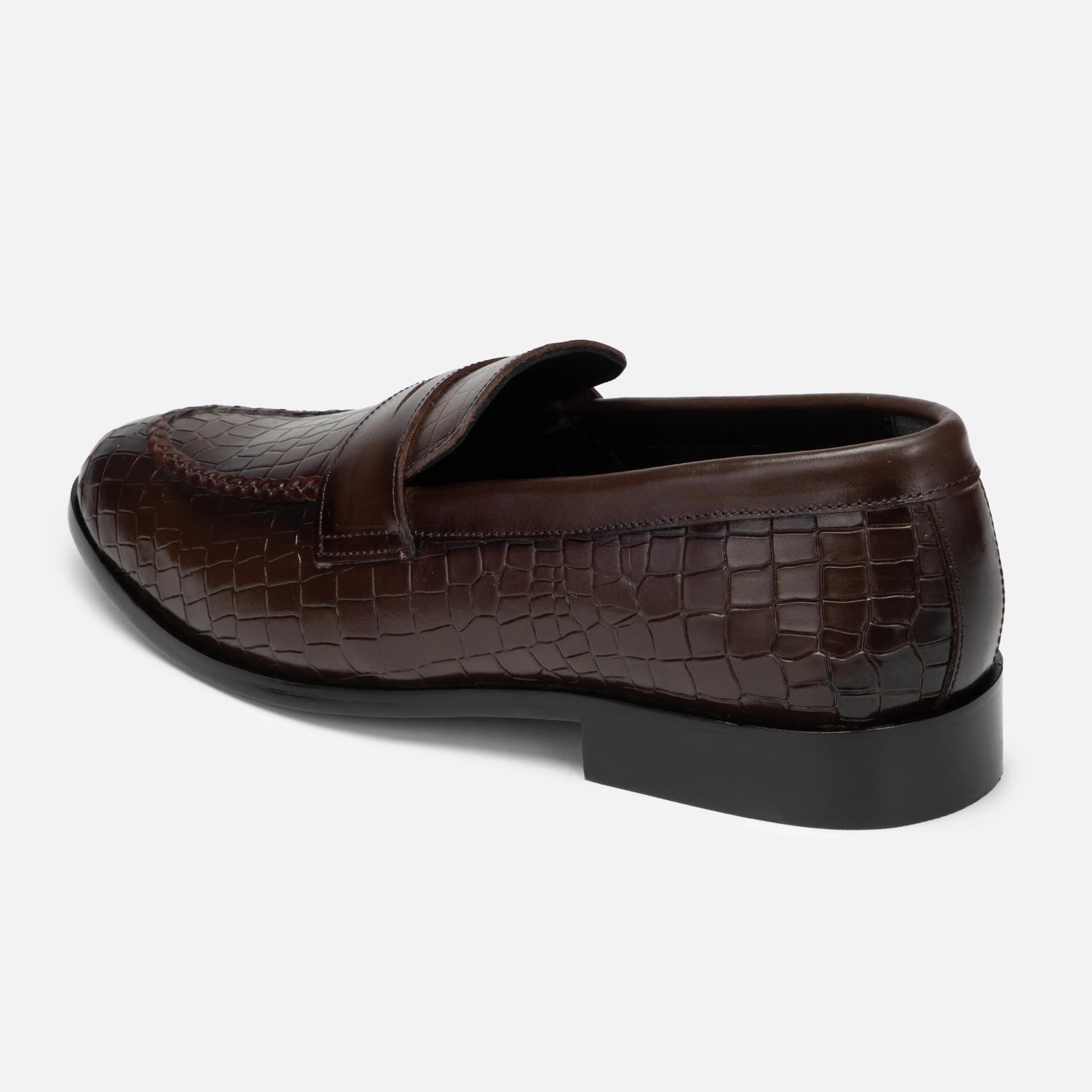 Virtuoso: Croco Slip-on slip-on stitching detail – VELVORY handcrafted men's leather shoes
