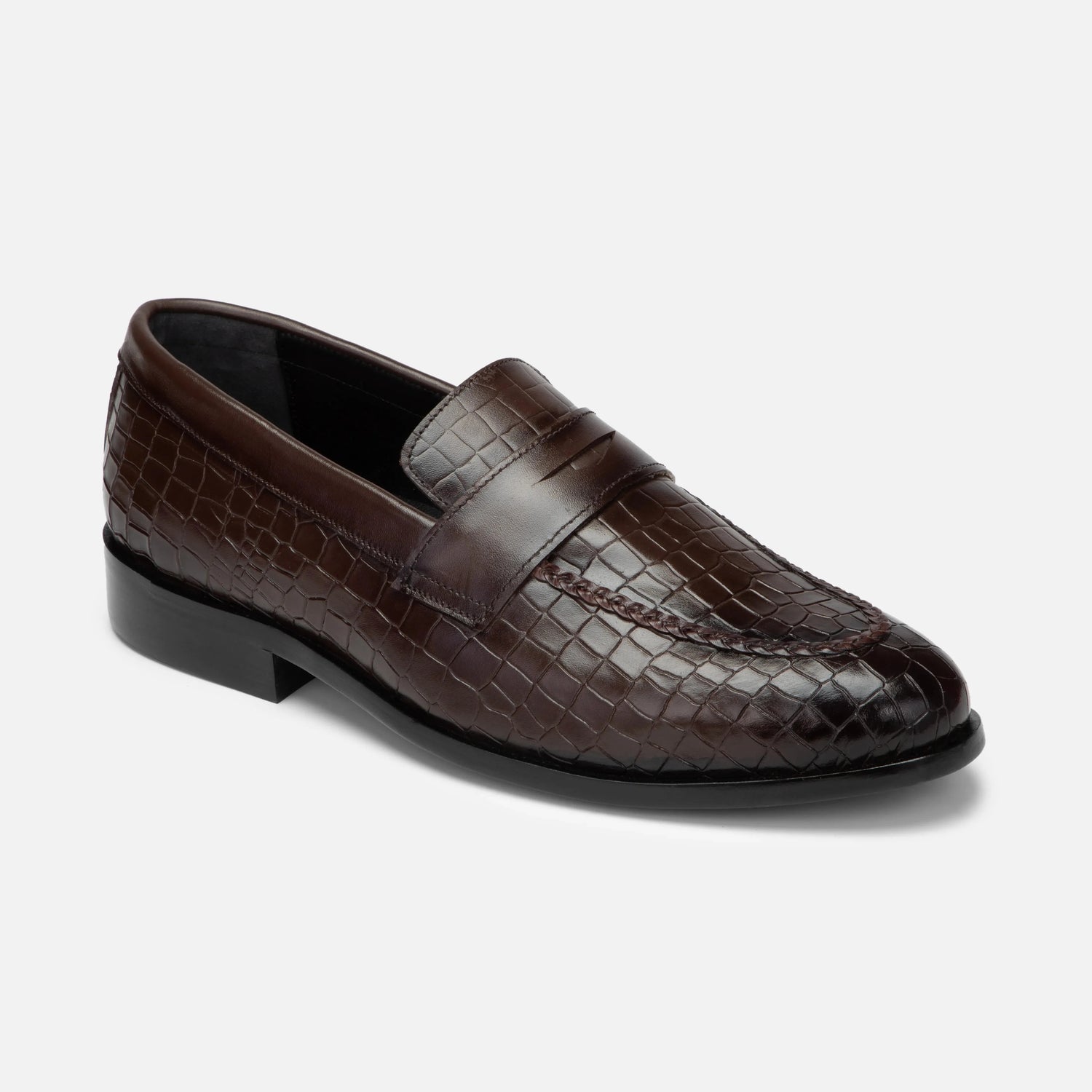 Virtuoso: Croco Slip-on slip-on front view – VELVORY premium men's leather shoes India