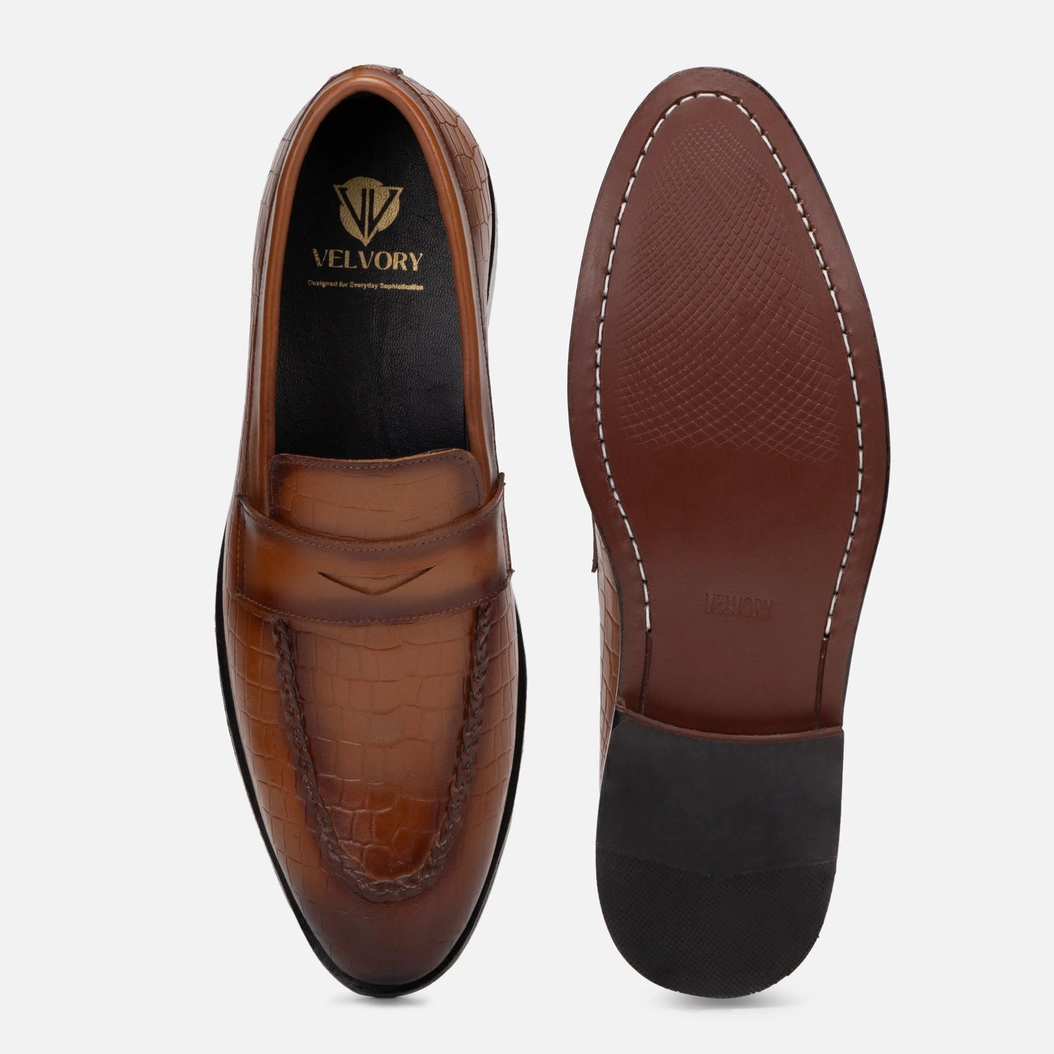 Virtuoso: Croco Slip-on slip-on rear view – VELVORY leather men's slip-on boots India