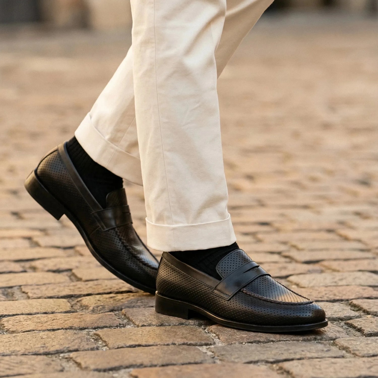 Man wearing Vivaldi: Dotted Slip-On slip-on by VELVORY – leather men's shoes India