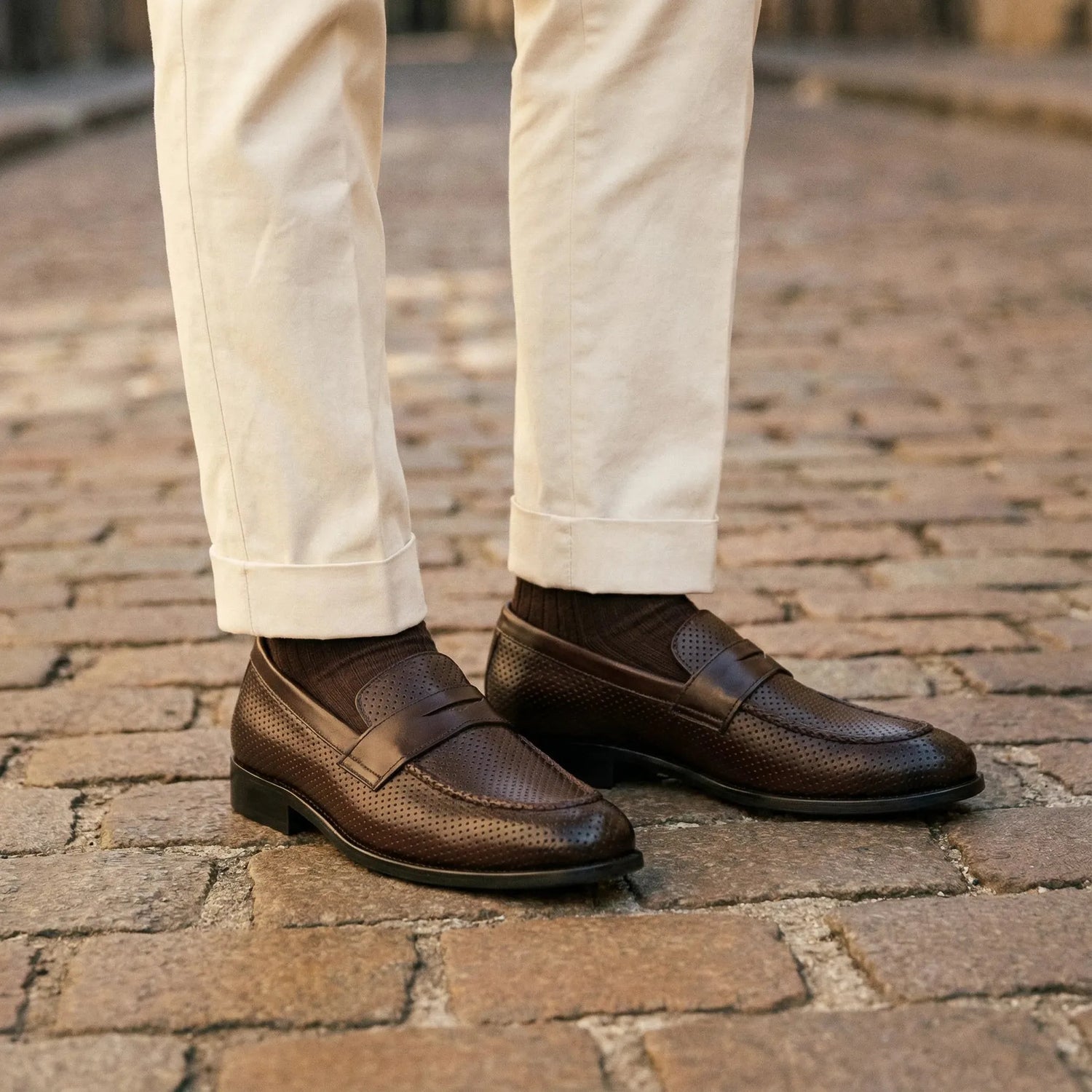 Man wearing Vivaldi: Dotted Slip-On slip-on by VELVORY – leather men's shoes India