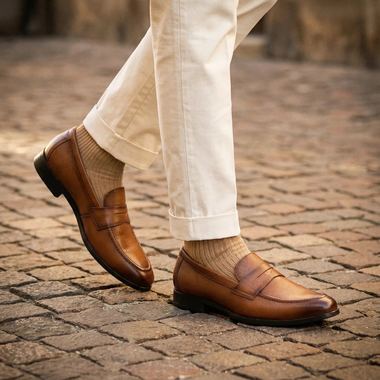 Man wearing Viscount: Penny Slip On slip-on by VELVORY – leather men's shoes India