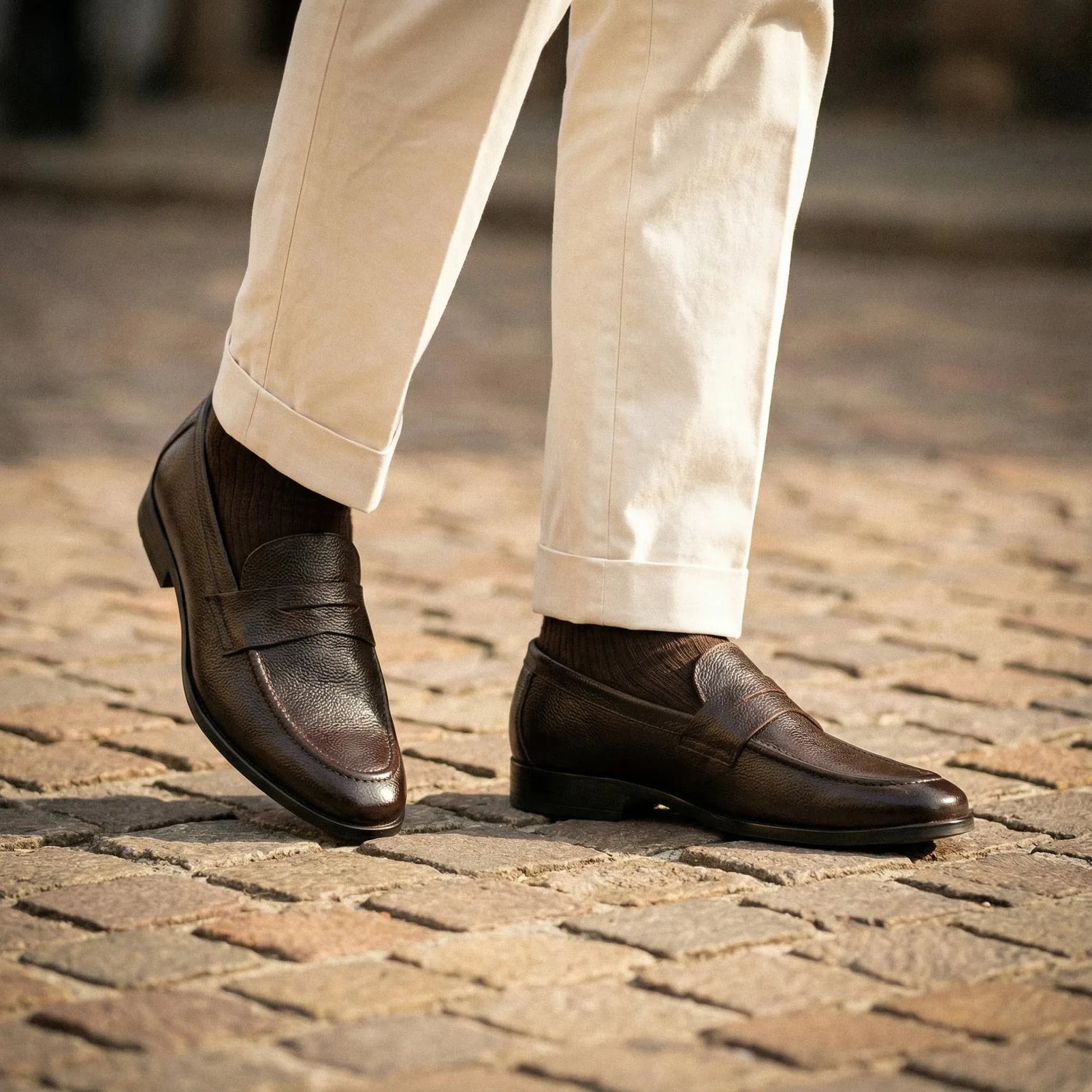 Man wearing Viscount: Penny Slip On slip-on by VELVORY – leather men's shoes India
