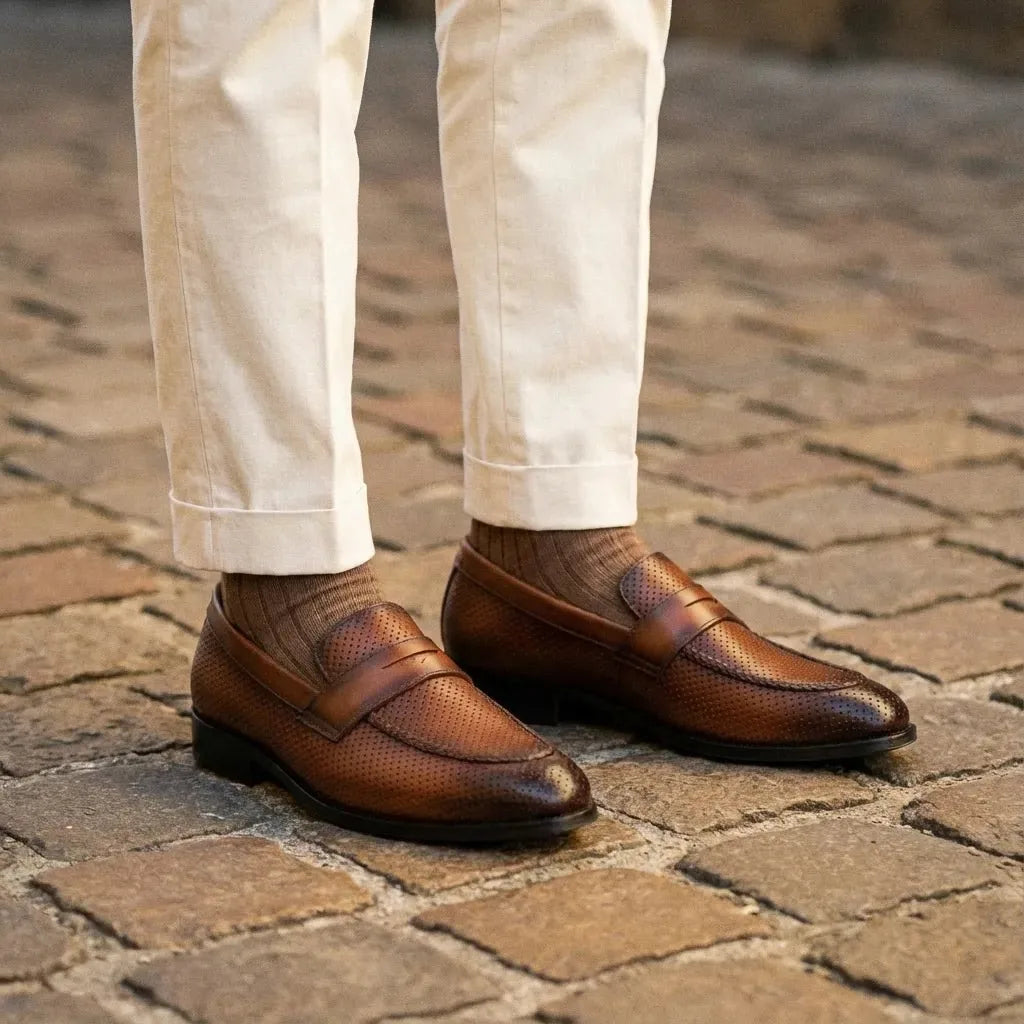 Vivaldi: Dotted Slip-On slip-on rubber sole – VELVORY durable men's footwear India