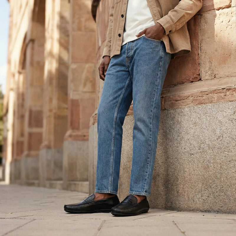 Man wearing Positano: loafer loafer by VELVORY – leather men's shoes India