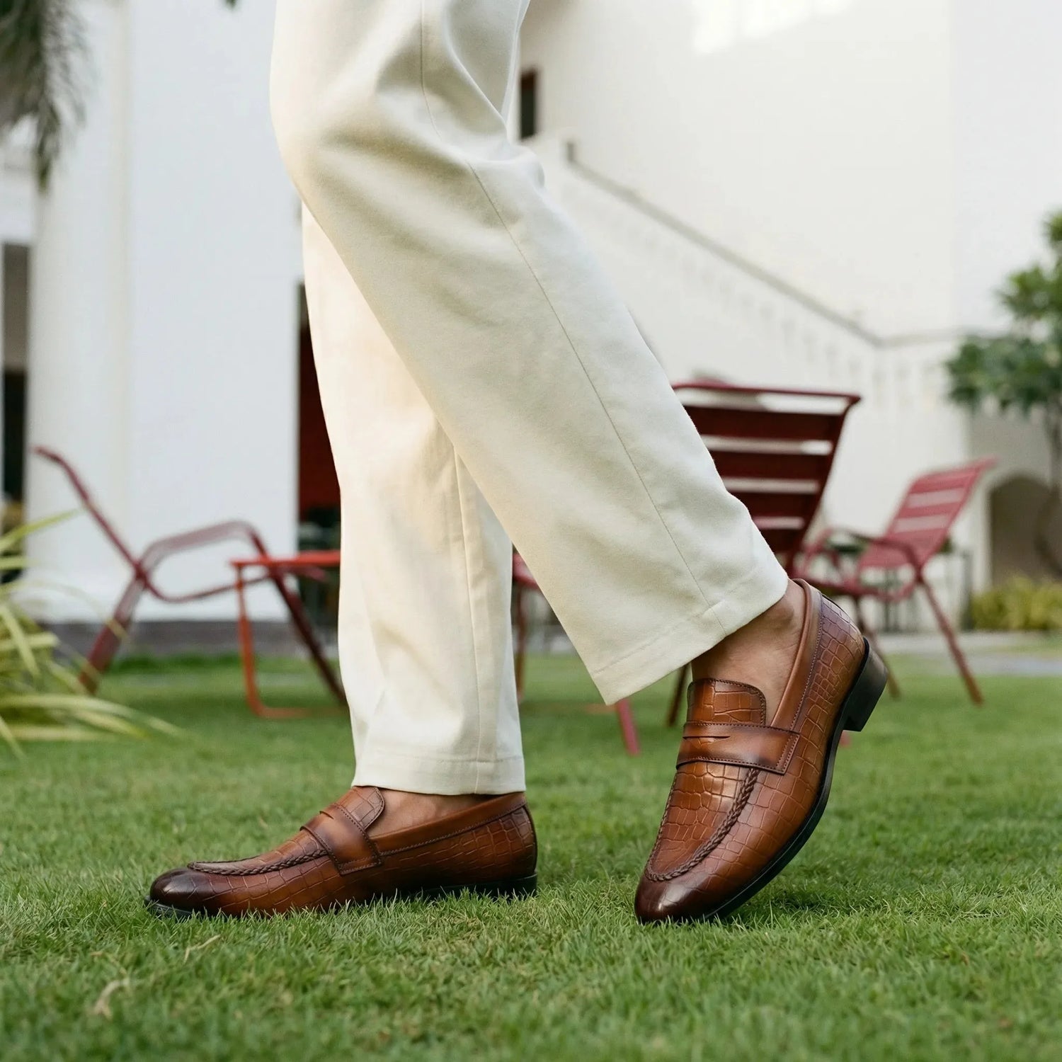 Man wearing Virtuoso: Croco Slip-on slip-on by VELVORY – leather men's shoes India