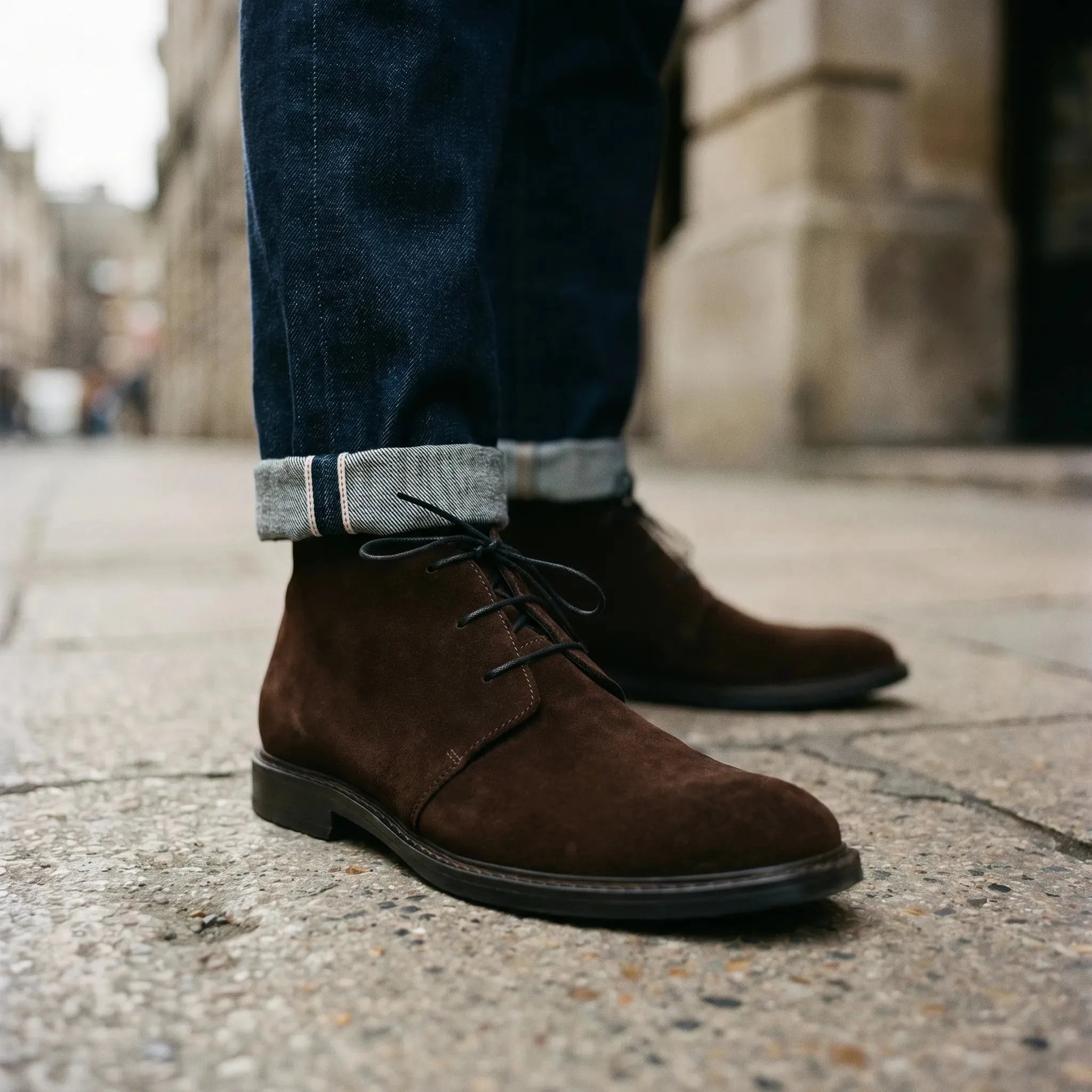 Man wearing Hillary: Chukka Boot boot by VELVORY – leather men's shoes India