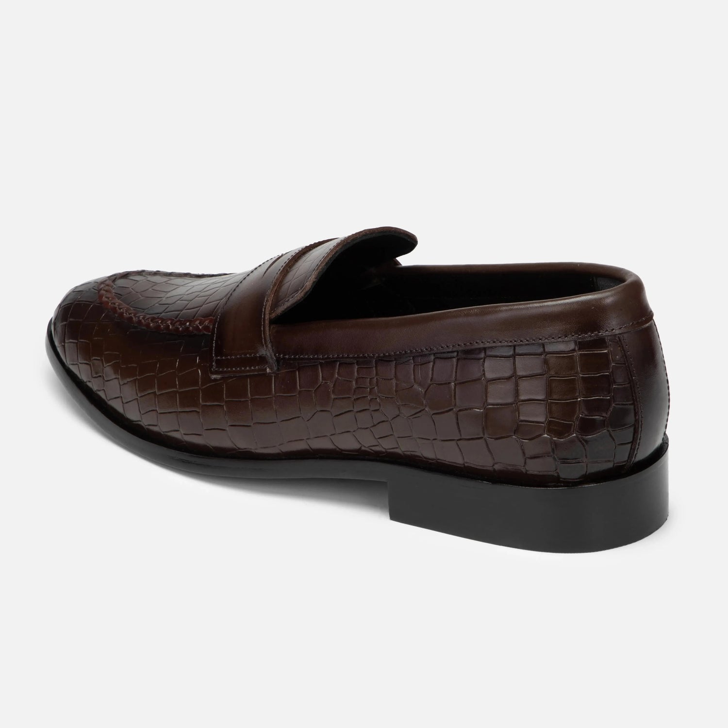 Virtuoso: Croco Slip-on slip-on stitching detail – VELVORY handcrafted men's leather shoes