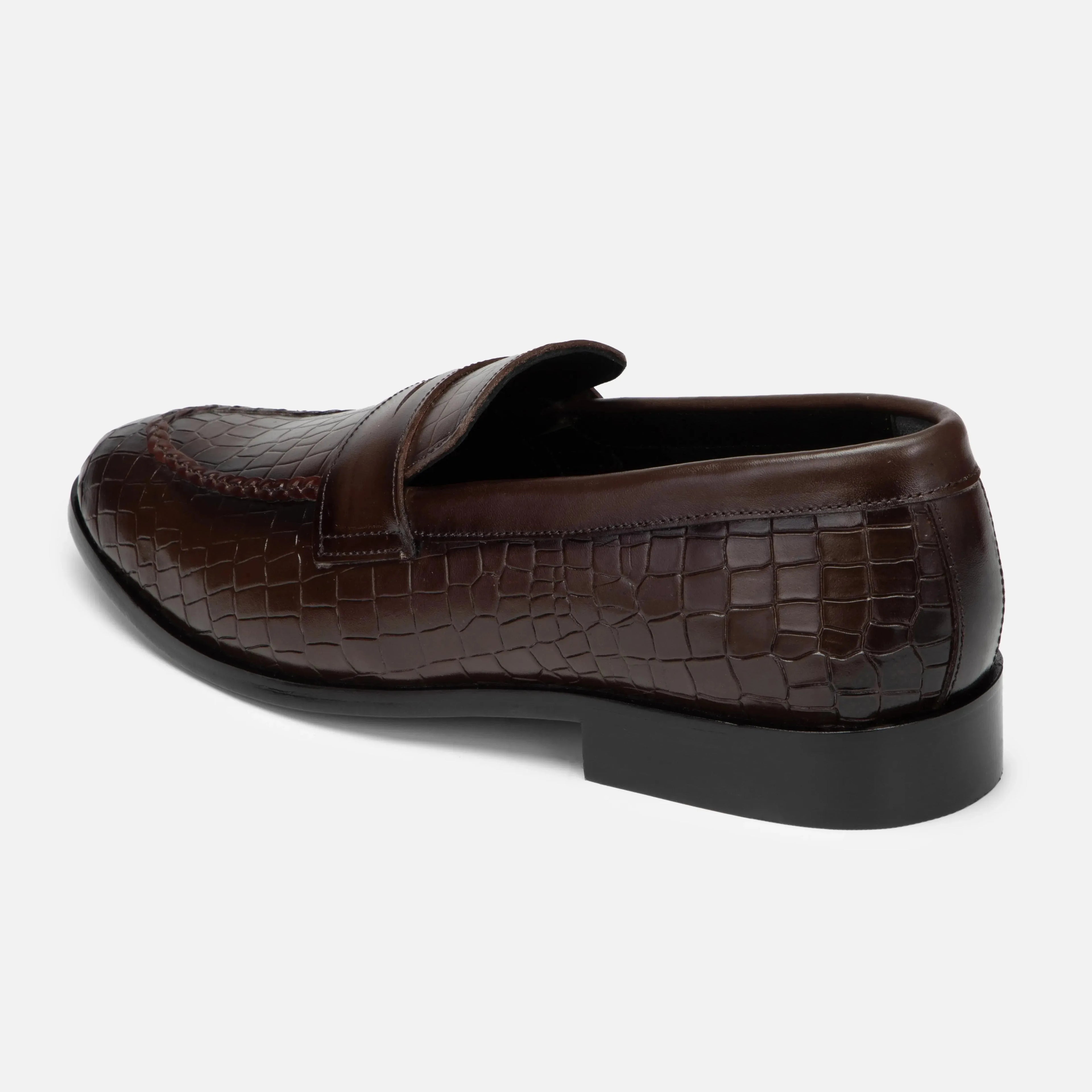 Virtuoso: Croco Slip-on slip-on stitching detail – VELVORY handcrafted men's leather shoes