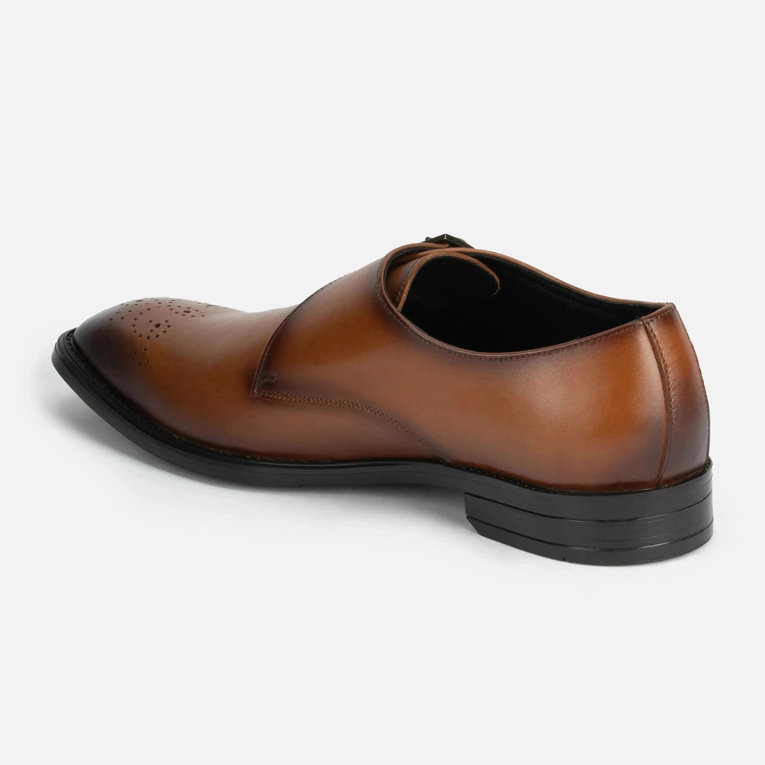Earl: Single Monk oxford front view – VELVORY premium men's leather shoes India