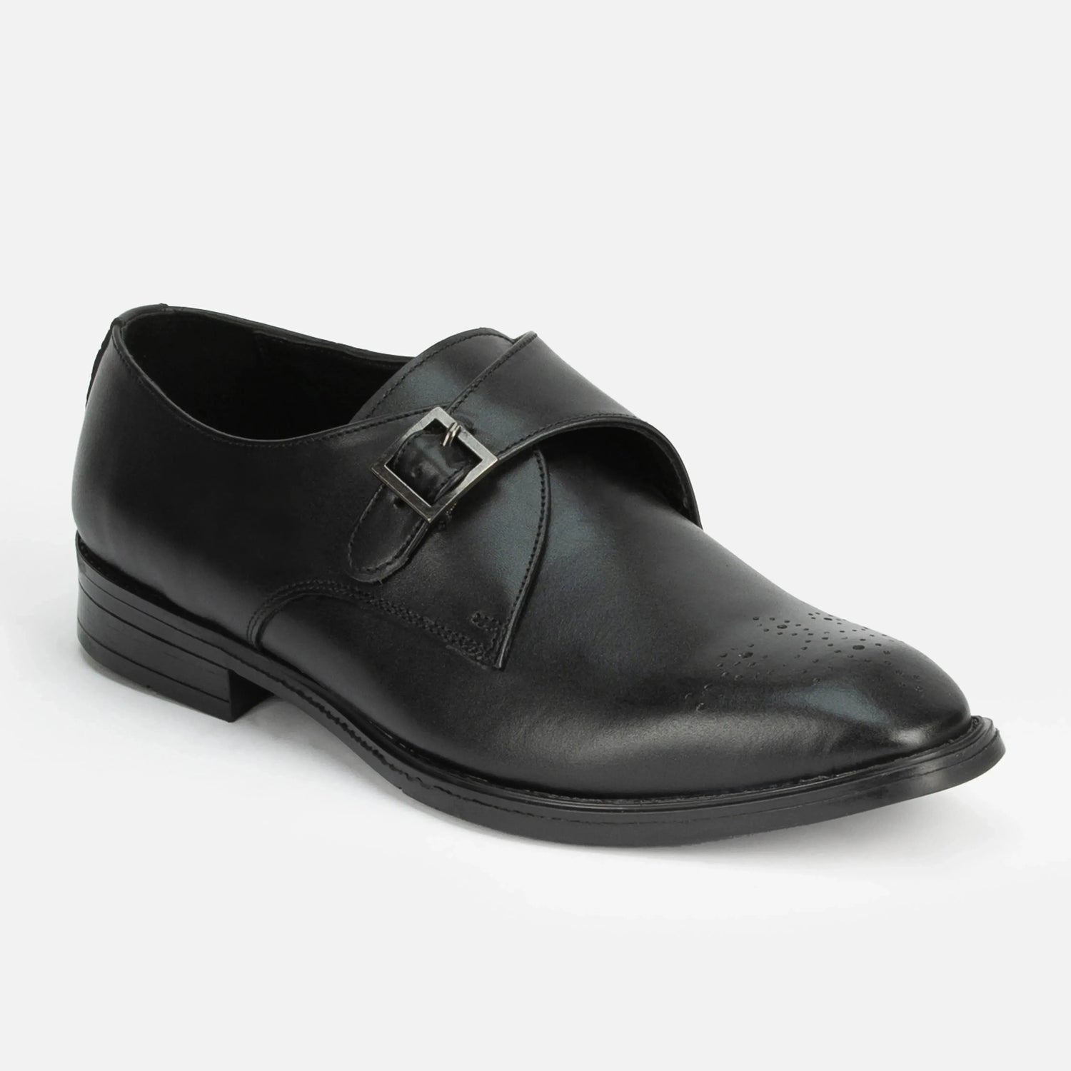 Earl: Single Monk oxford front view – VELVORY premium men's leather shoes India