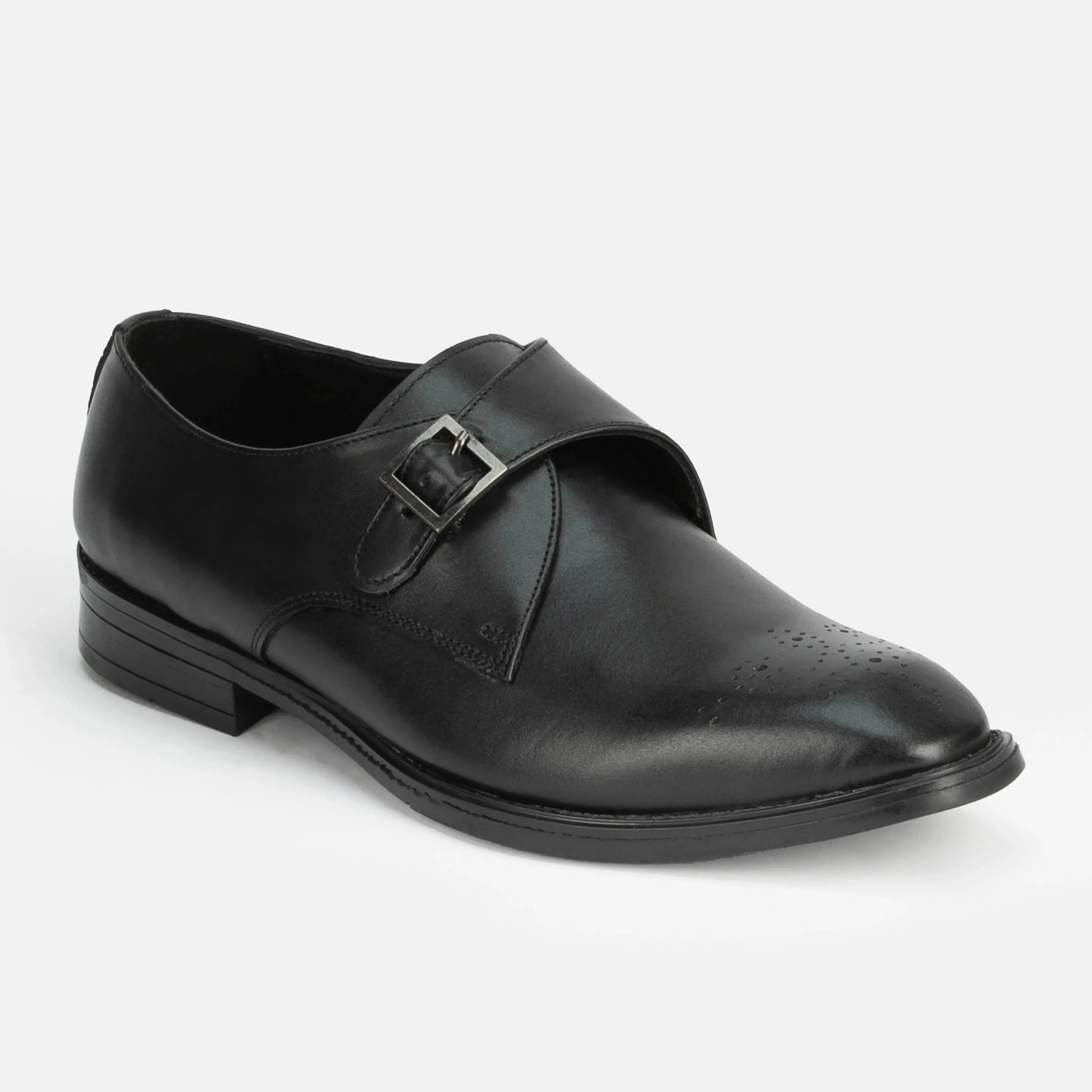 Earl: Single Monk oxford front view – VELVORY premium men's leather shoes India