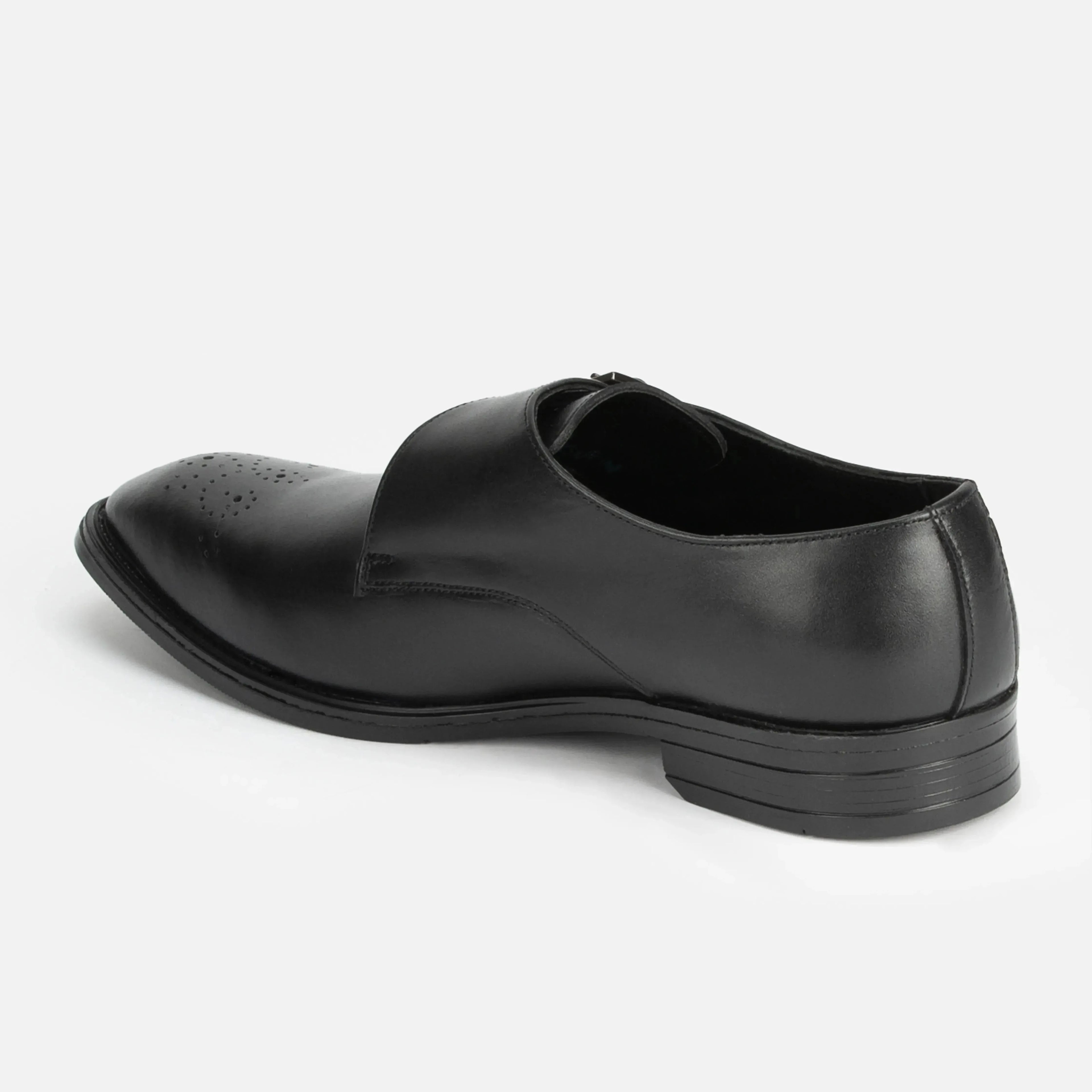 Earl: Single Monk oxford rear view – VELVORY leather men's oxford boots India
