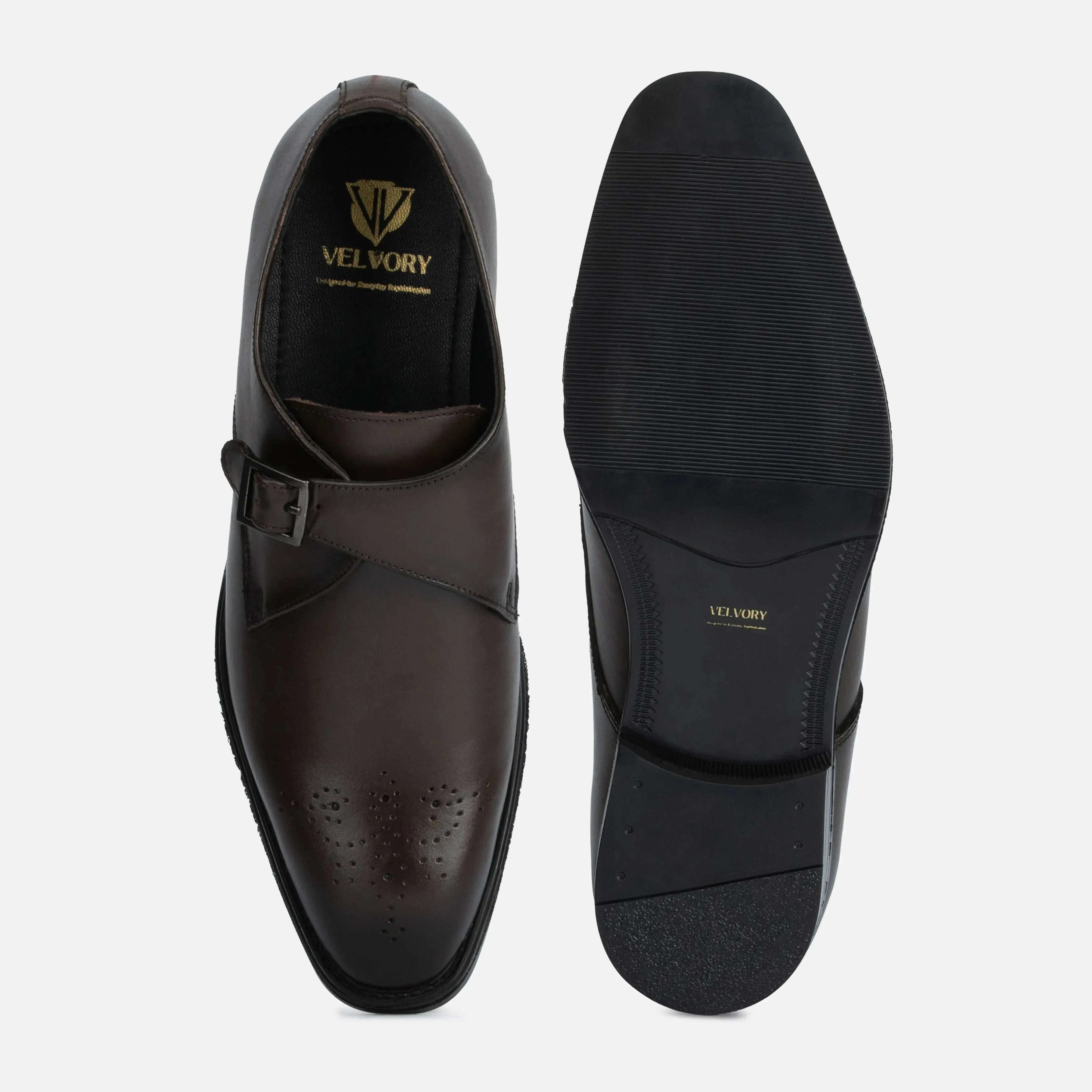 Earl: Single Monk oxford stitching detail – VELVORY handcrafted men's leather shoes