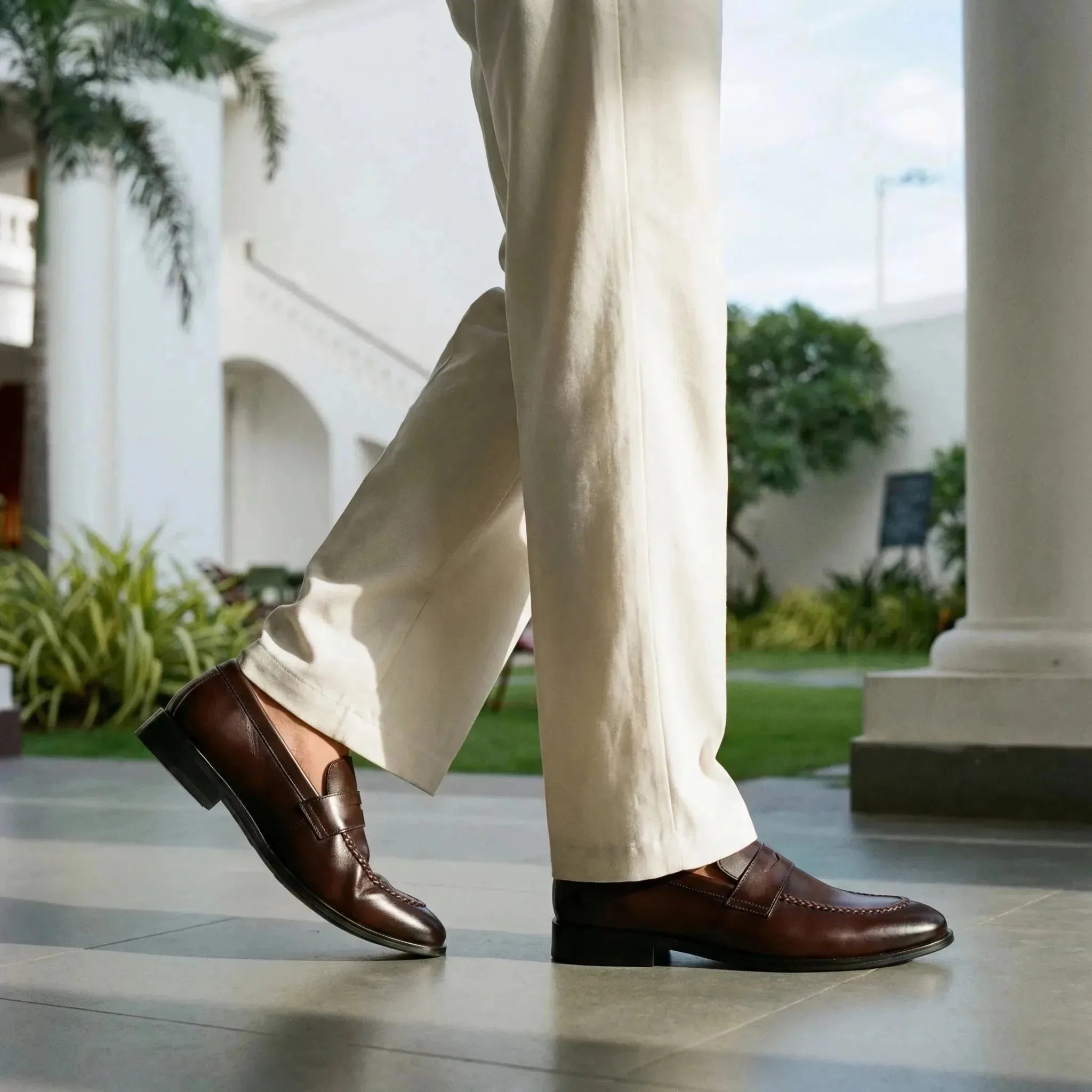 Man wearing Fresco: Slip-on slip-on by VELVORY – leather men's shoes India