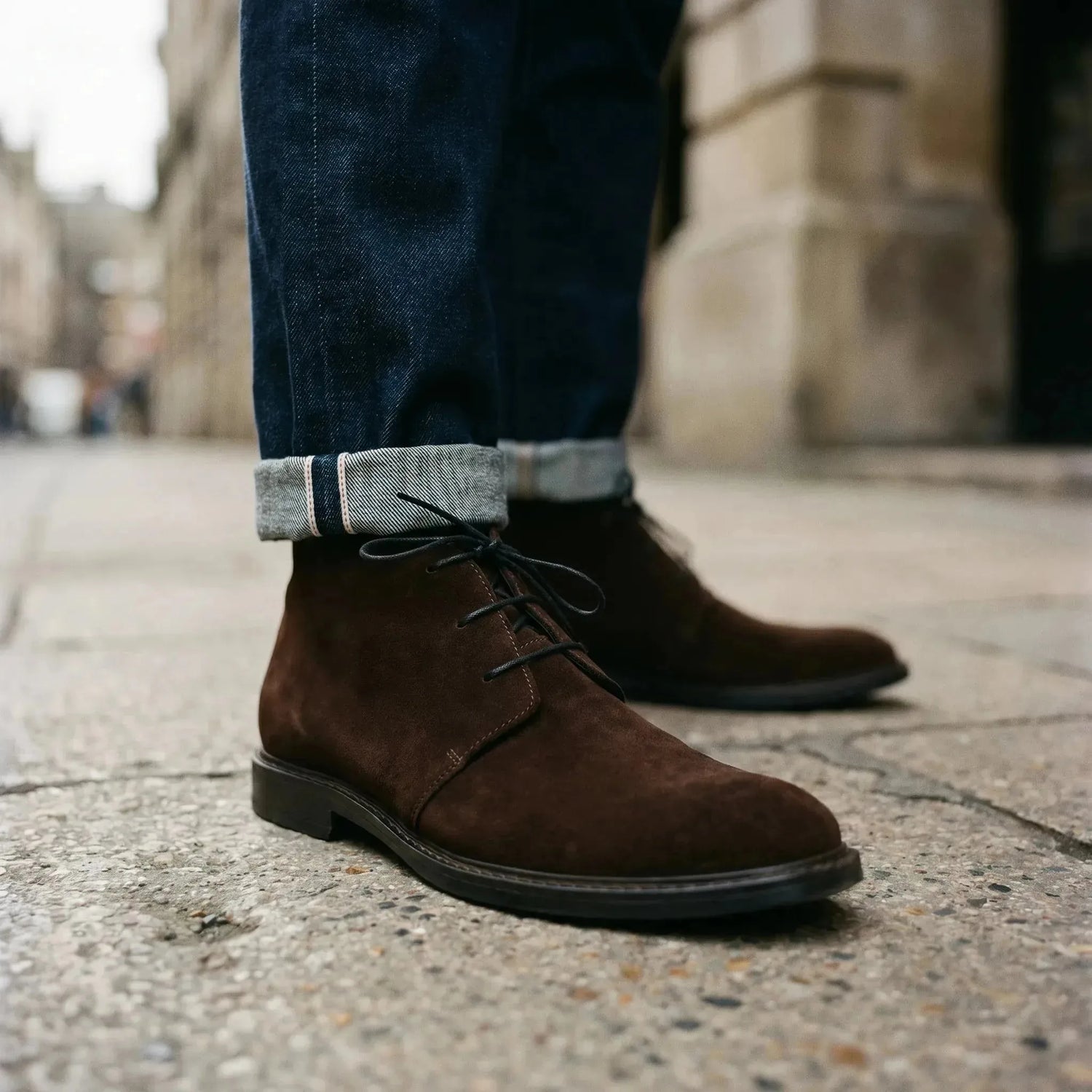 Man wearing Hillary: Chukka Boot boot by VELVORY – leather men's shoes India