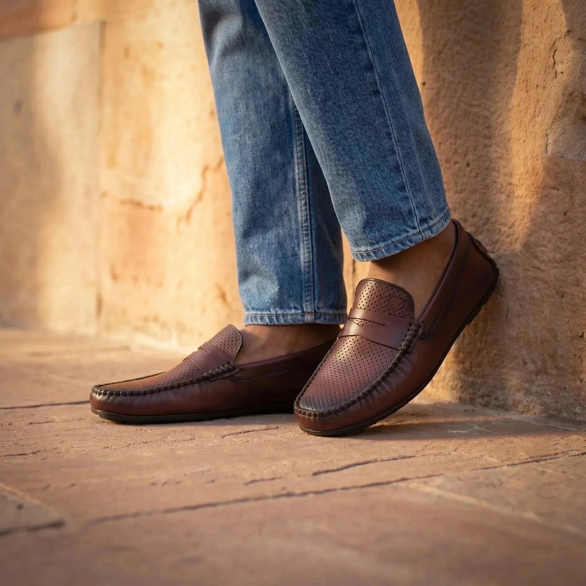 Man wearing Portofino: Dress Loafers loafer by VELVORY – leather men's shoes India