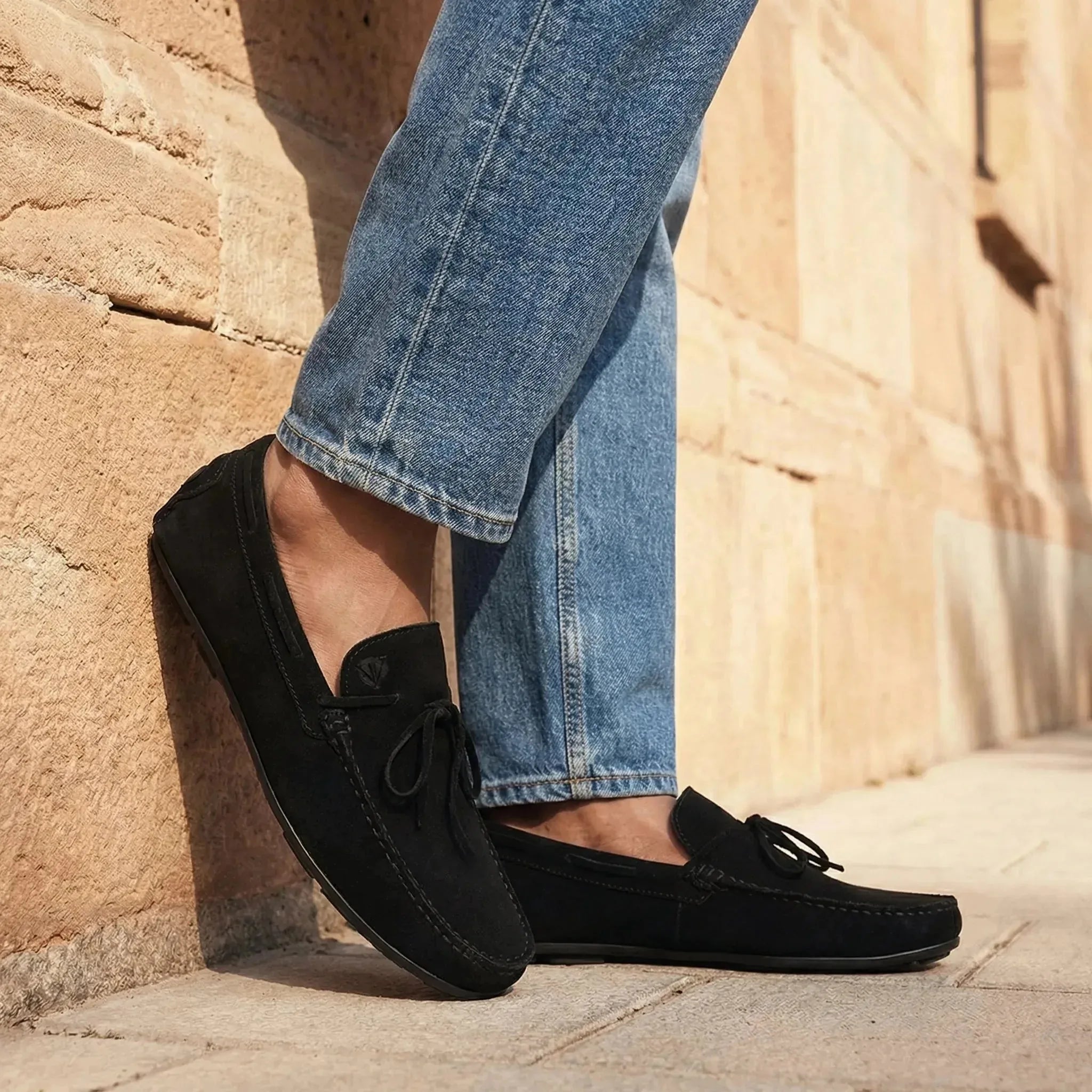 Man wearing Ravello: Boat Loafer loafer by VELVORY – leather men's shoes India