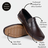 VELVORY Rich Cocoa Brown Penny Men's Genuine Leather Loafers