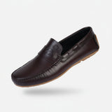 VELVORY Rich Cocoa Brown Penny Men's Genuine Leather Loafers