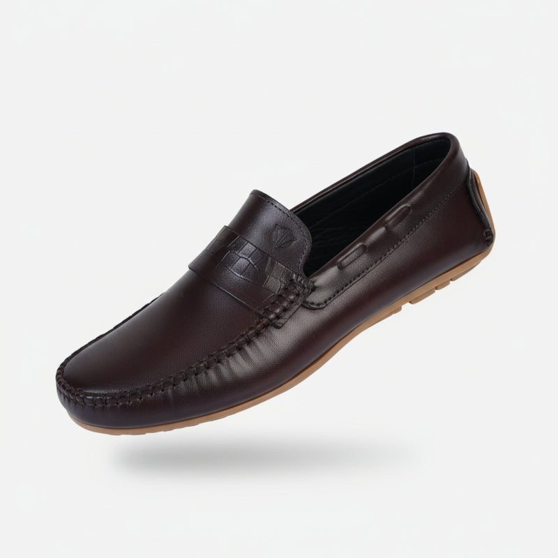VELVORY Rich Cocoa Brown Penny Men's Genuine Leather Loafers